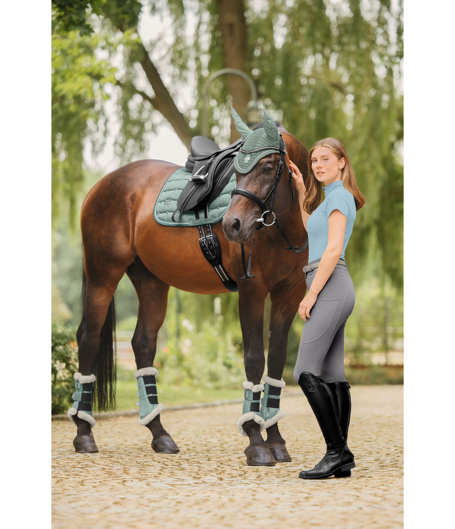 Stinchiere da dressage con pelliccia sintetica Essential, anteriori