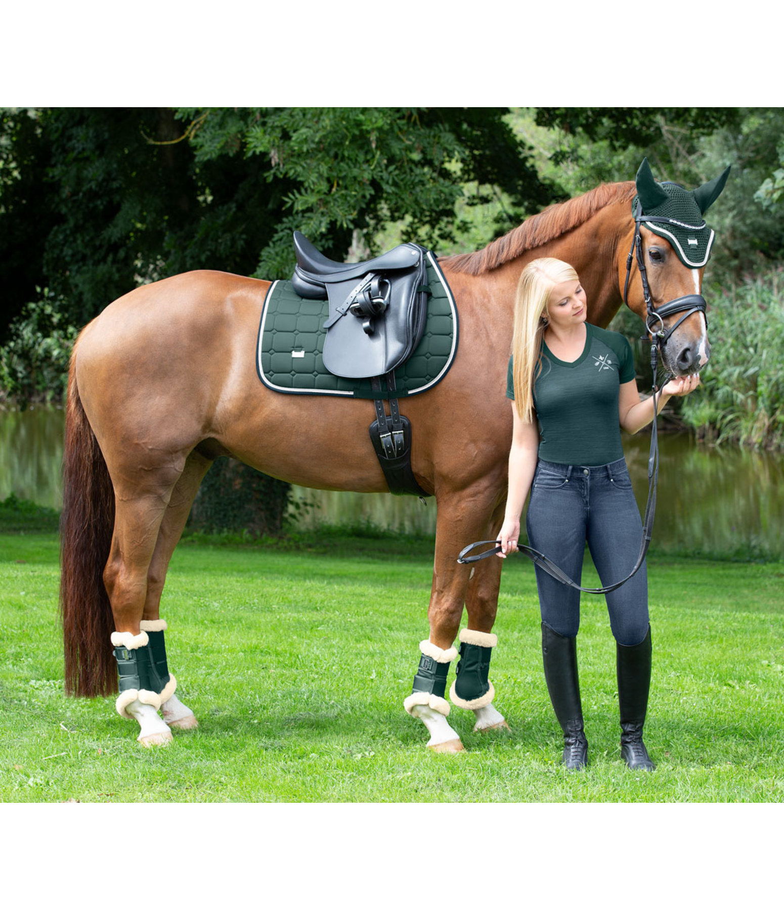 Stinchiere da dressage con pelliccia sintetica Essential, anteriori