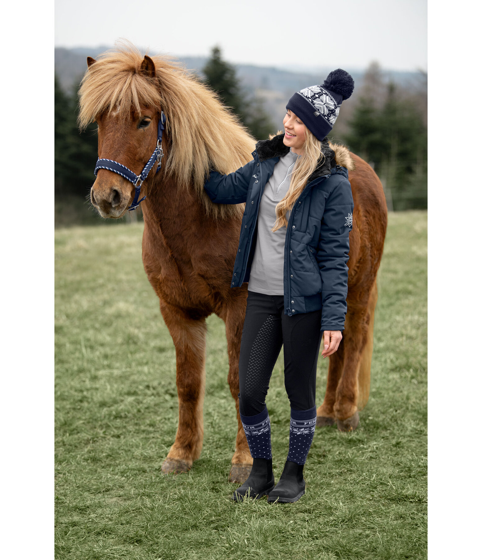 Giacca da equitazione invernale con cappuccio Elgur