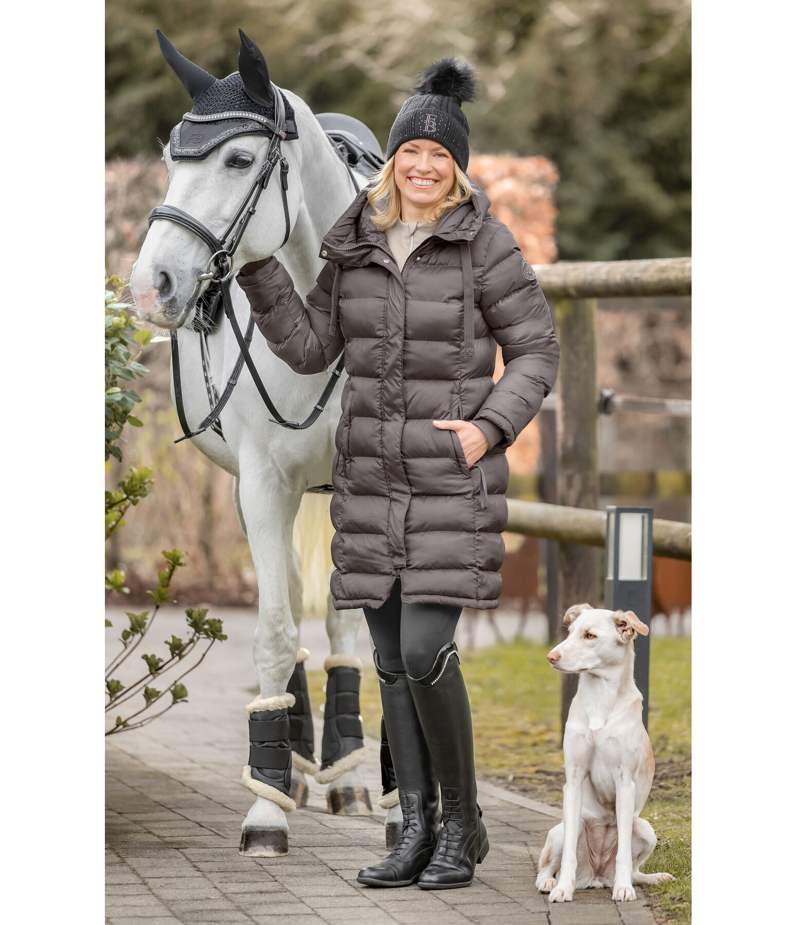 Cappotto da equitazione trapuntato con cappuccio Minou