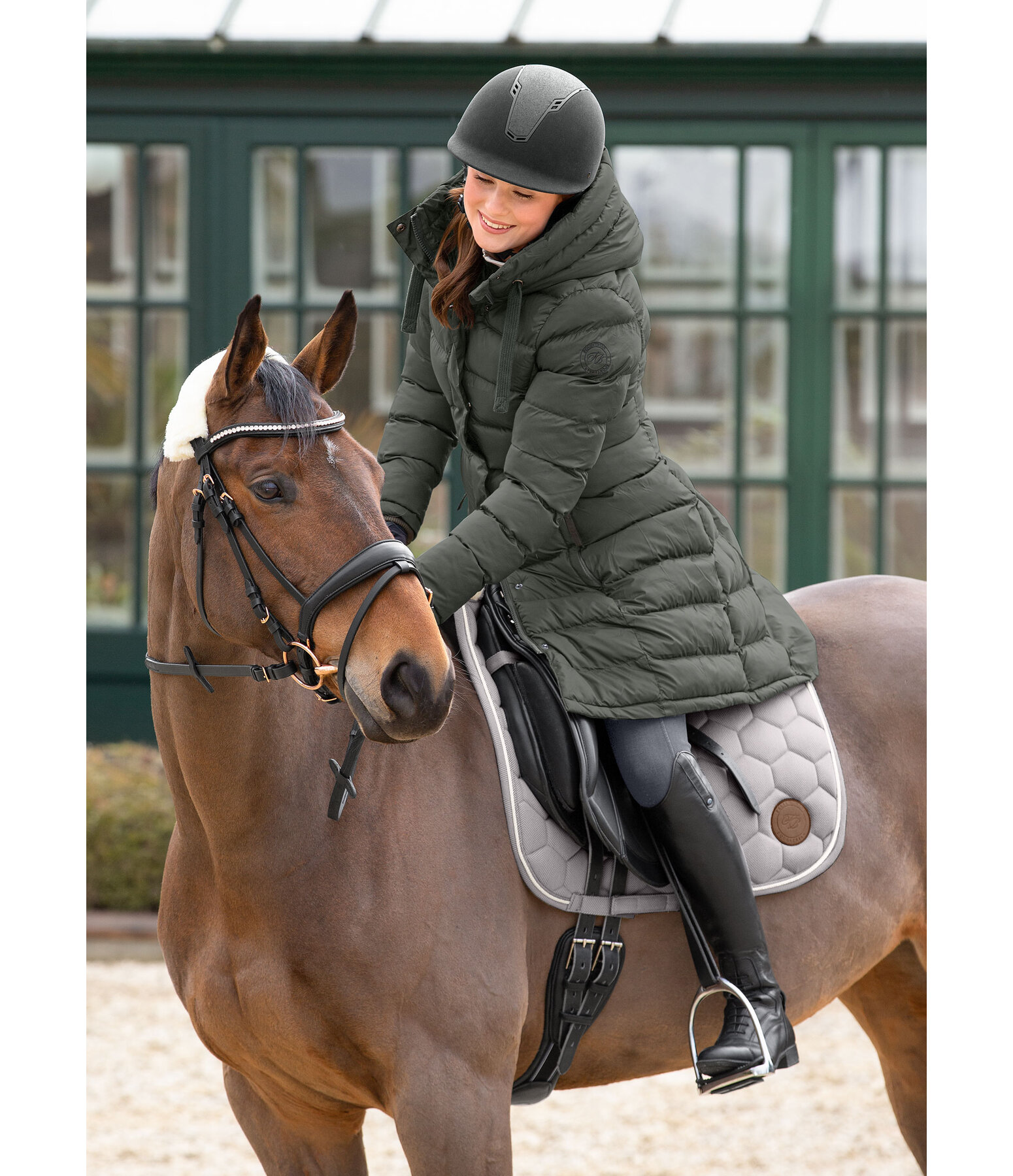 Cappotto da equitazione trapuntato con cappuccio Minou