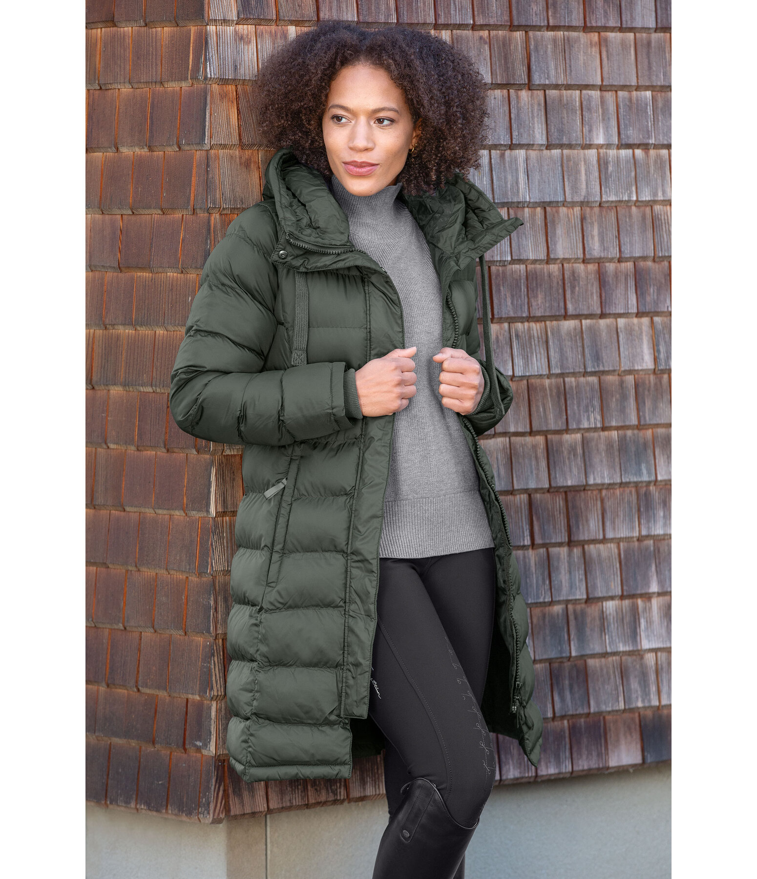 Cappotto da equitazione trapuntato con cappuccio Minou