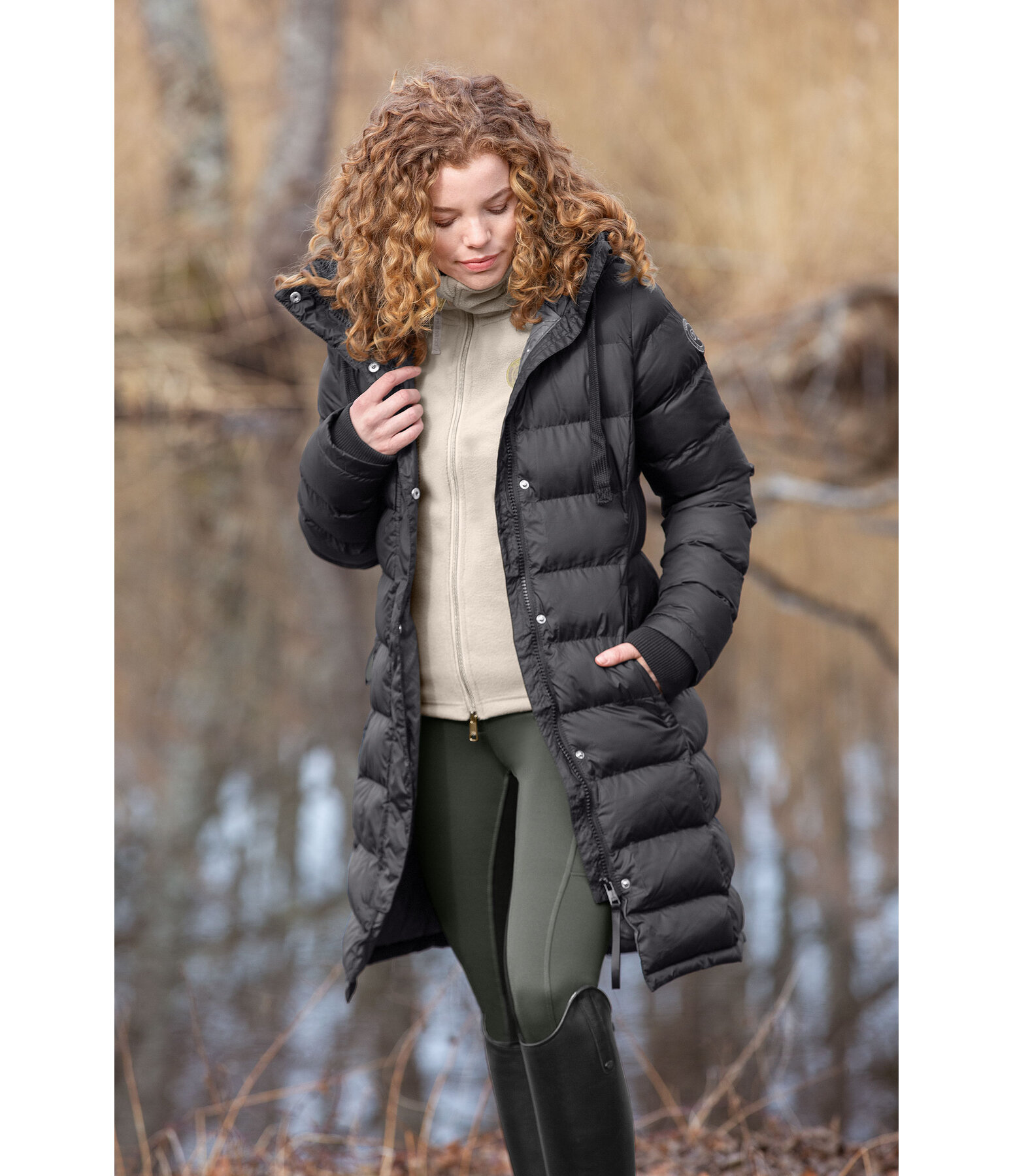 Cappotto da equitazione trapuntato con cappuccio Minou