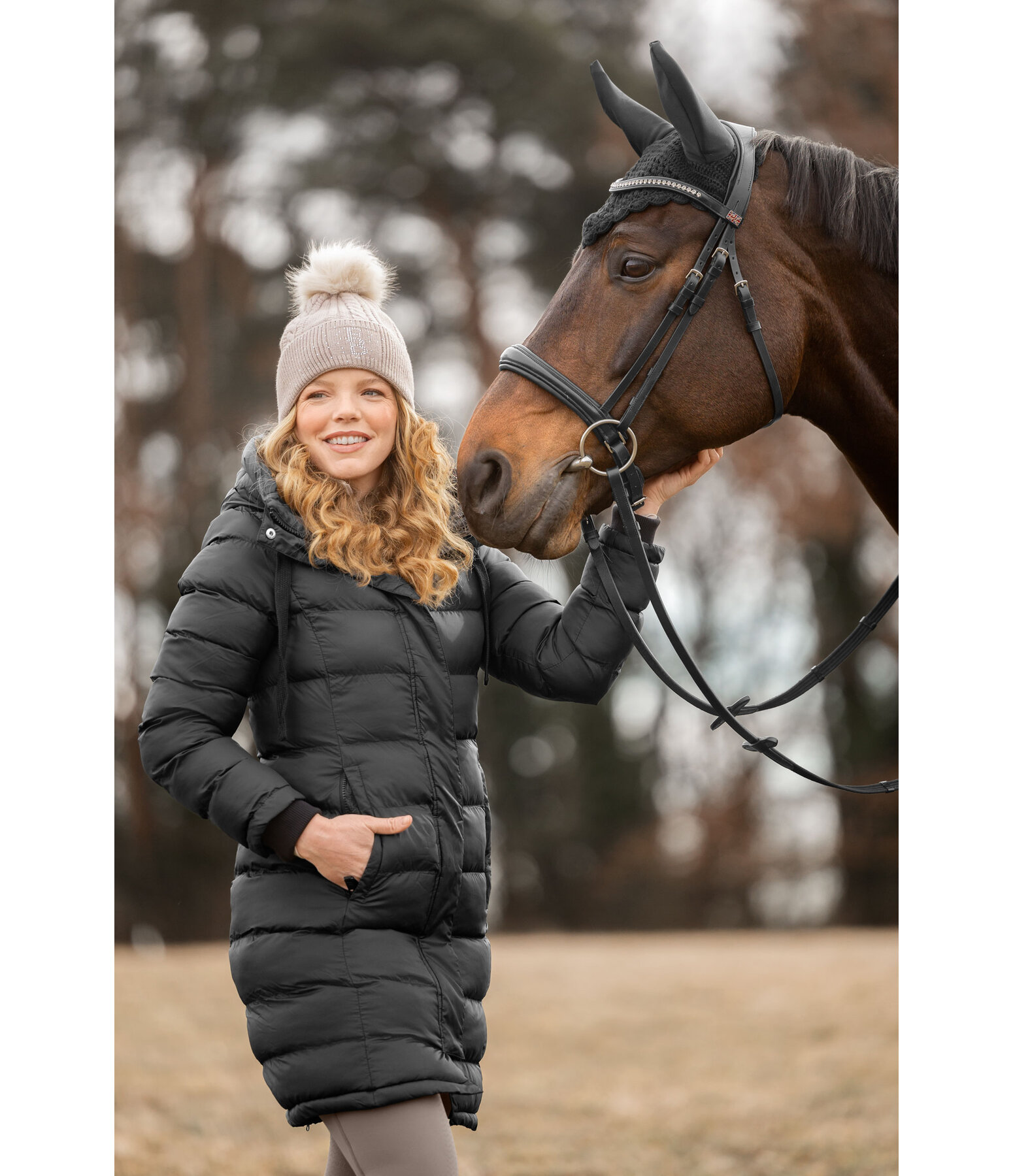 Cappotto da equitazione trapuntato con cappuccio Minou