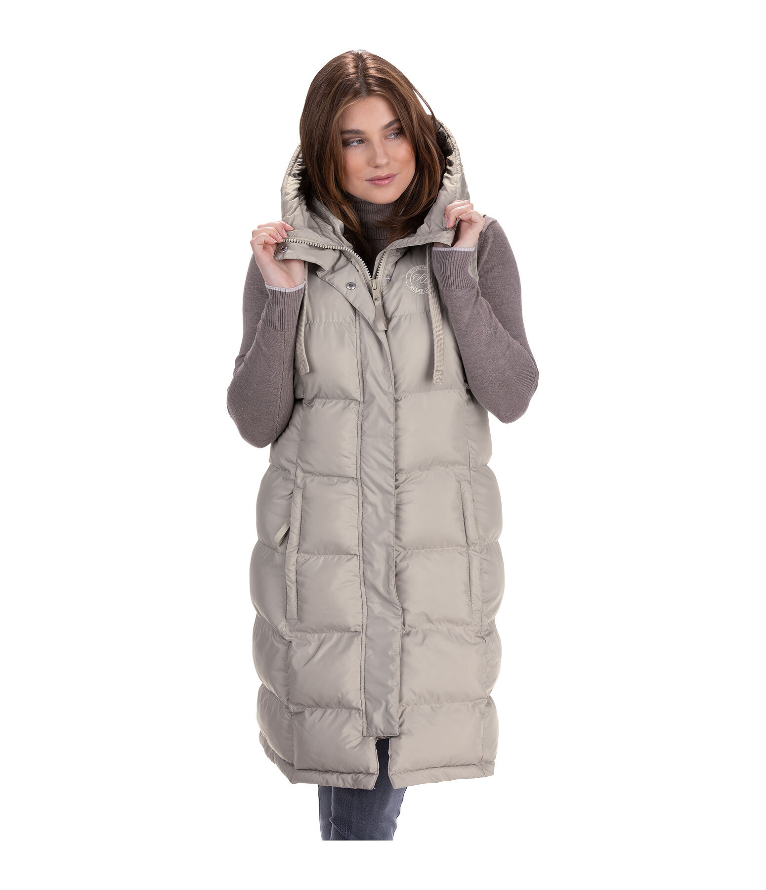 Gilet lungo con cappuccio Clara