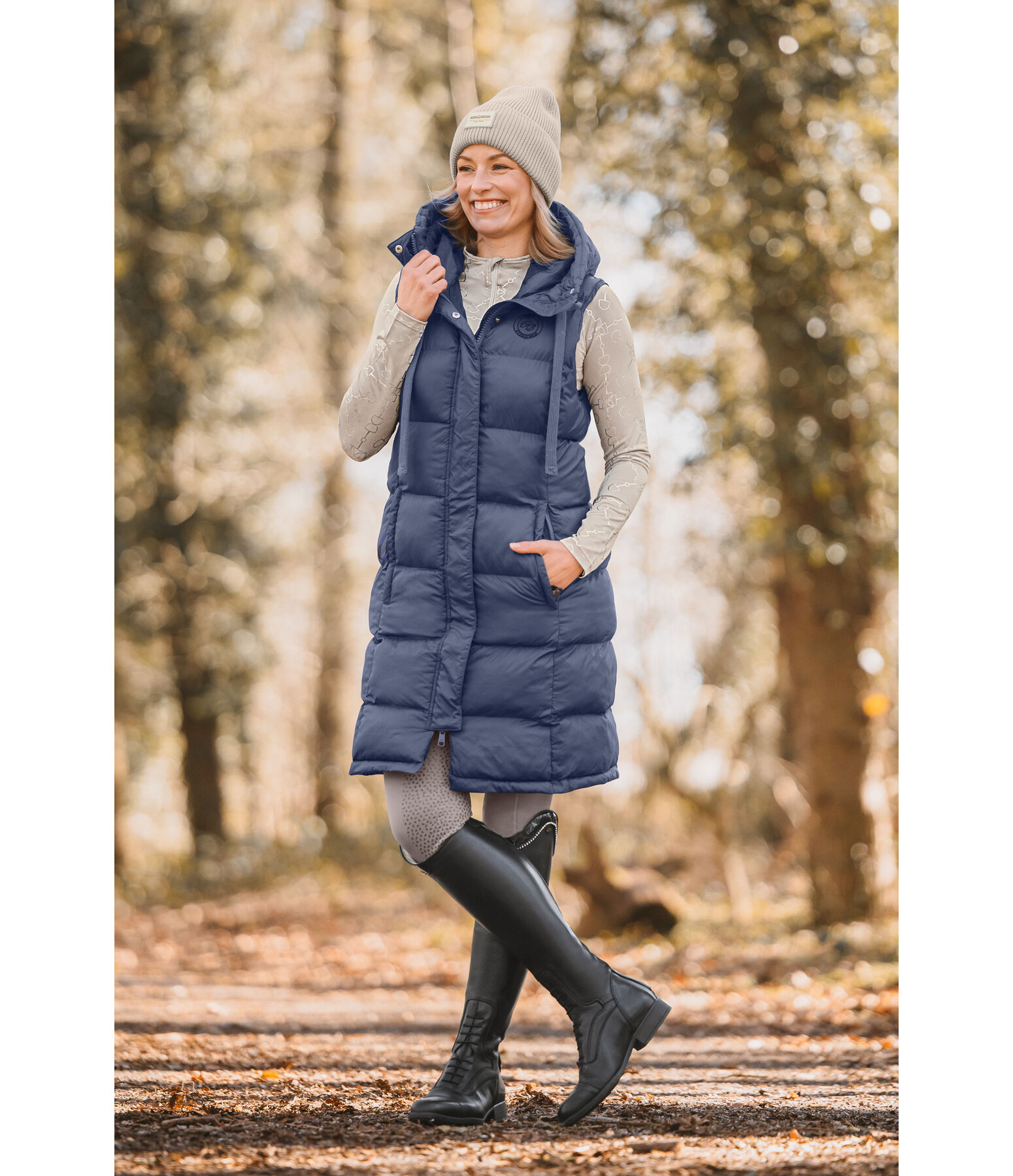 Gilet lungo con cappuccio Clara