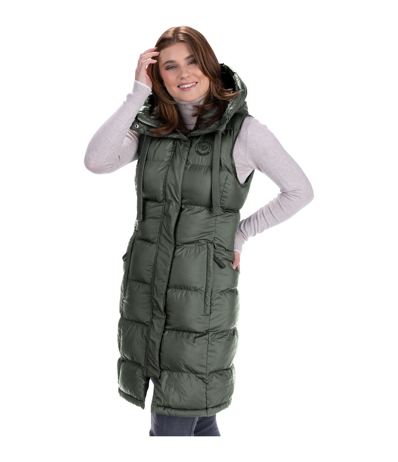 Gilet lungo con cappuccio Clara