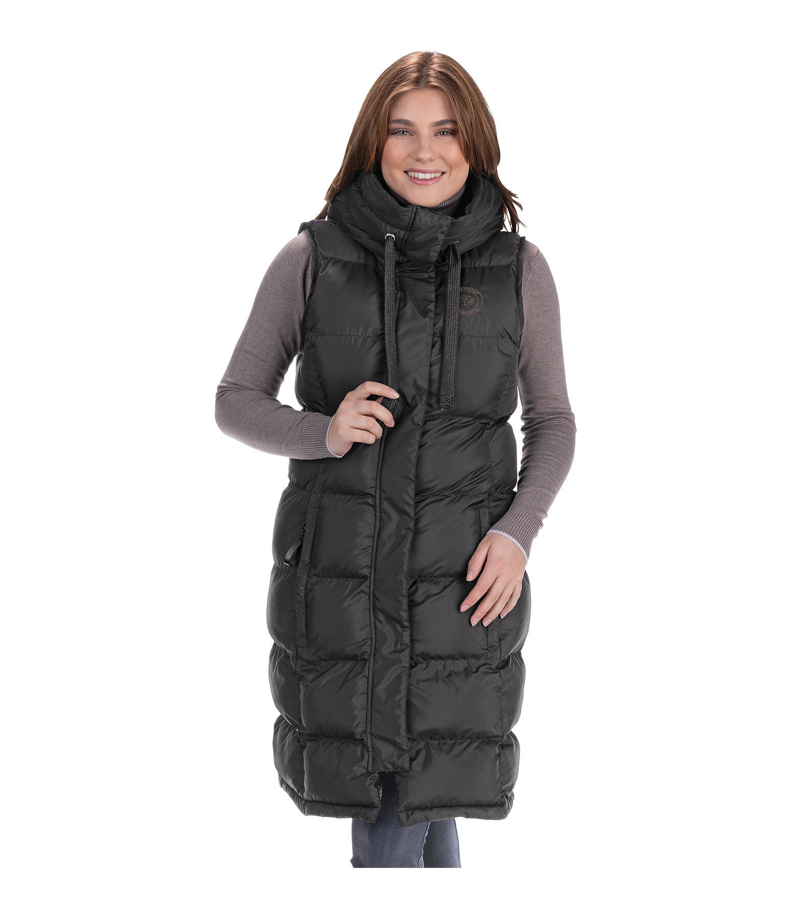 Gilet lungo con cappuccio Clara