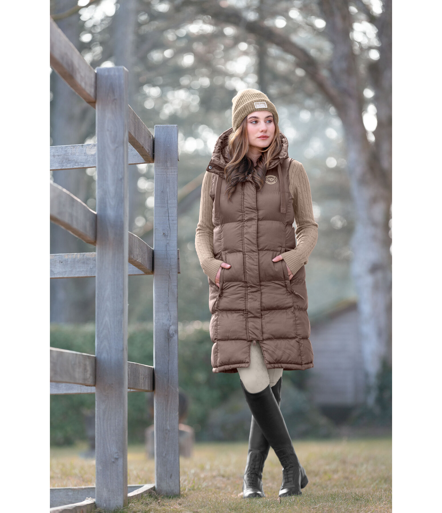 Gilet lungo con cappuccio Clara