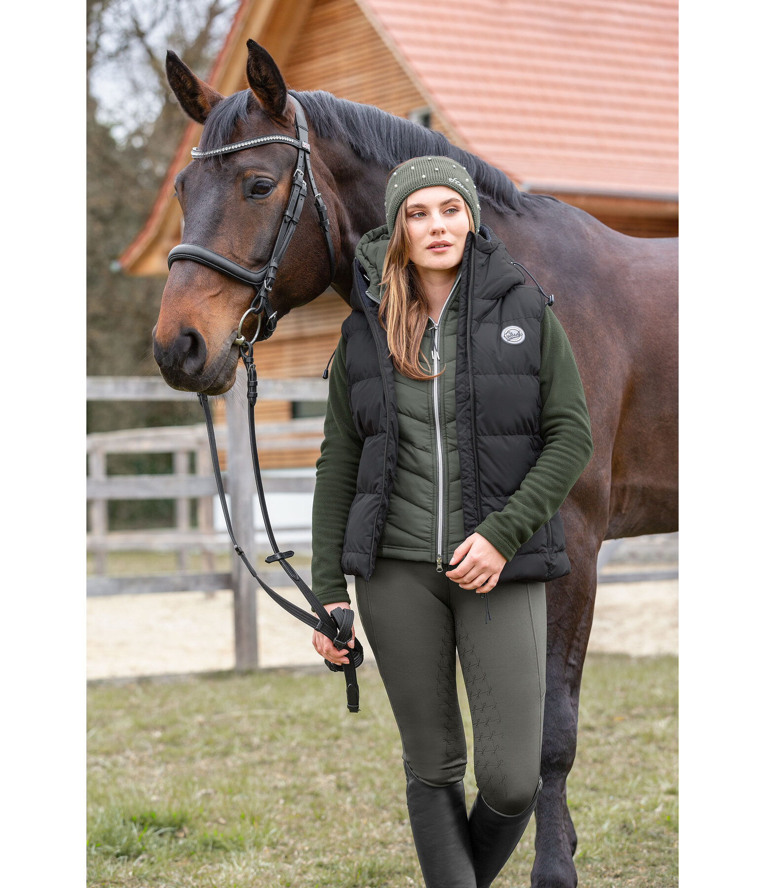 Gilet da equitazione trapuntato con cappuccio Mira II