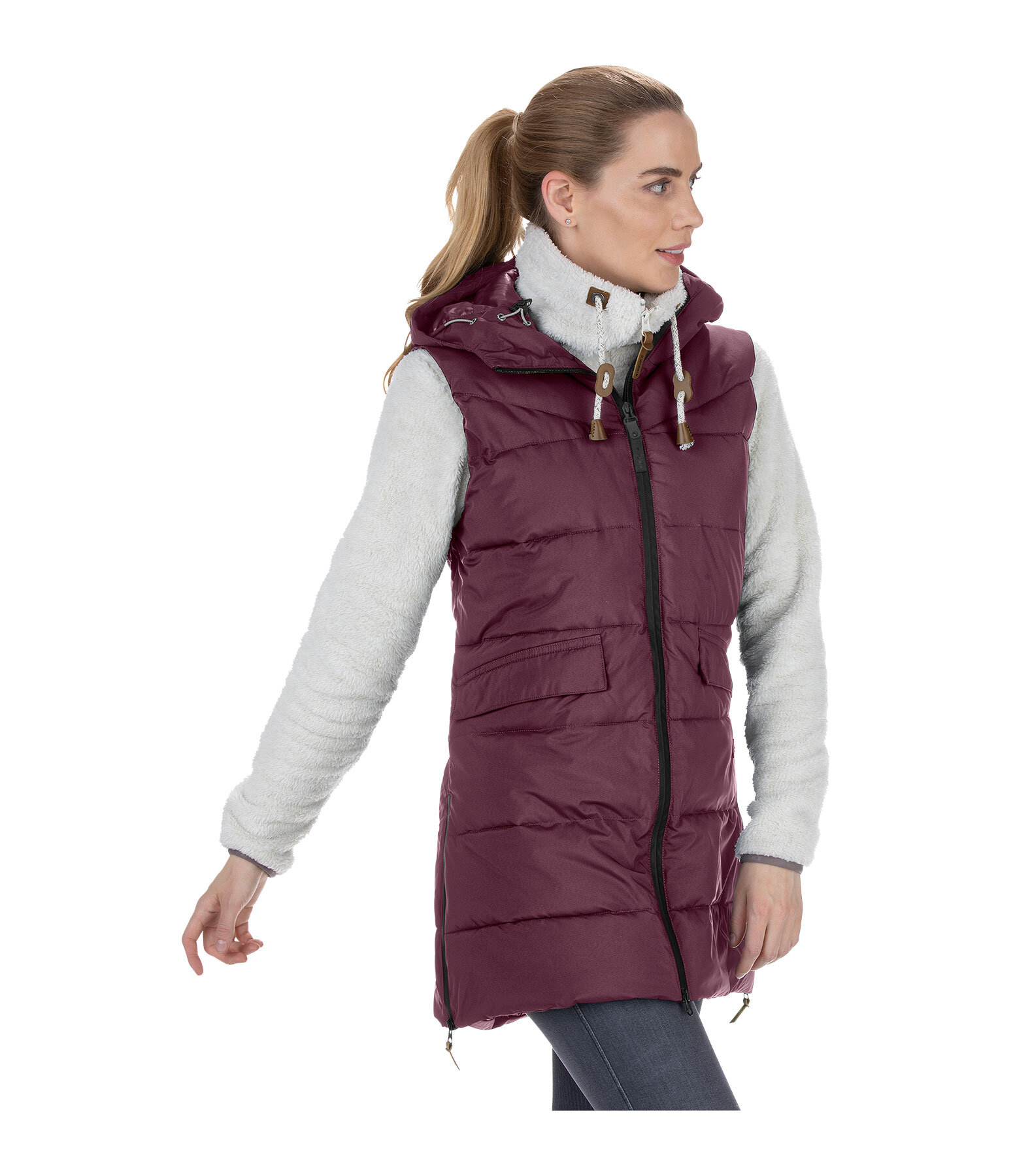 Gilet lungo con cappuccio Akene