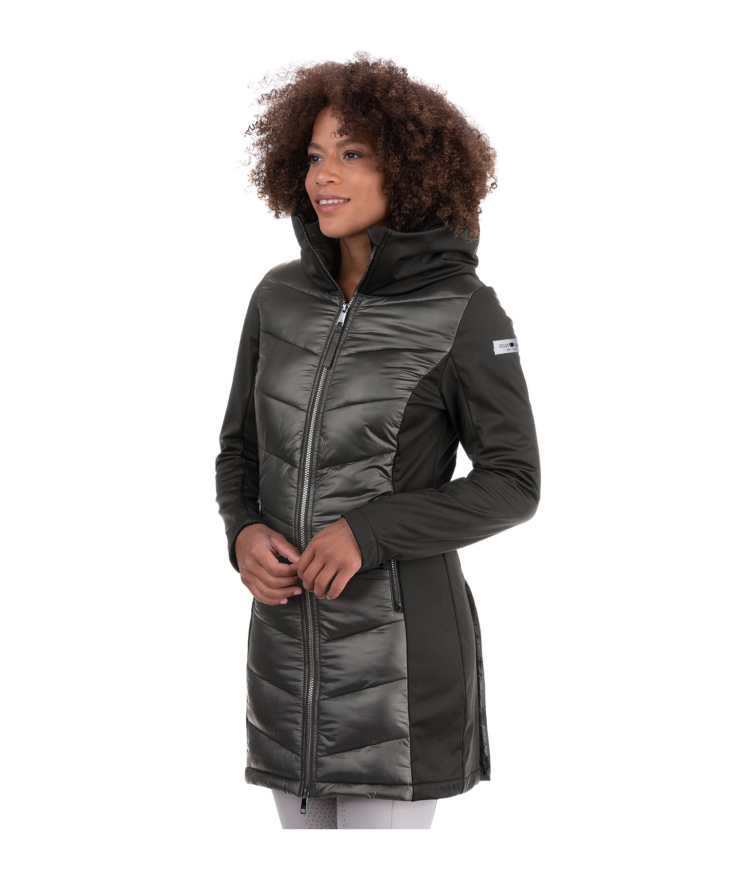 Cappotto da equitazione combinato softshell con cappuccio Charlotte