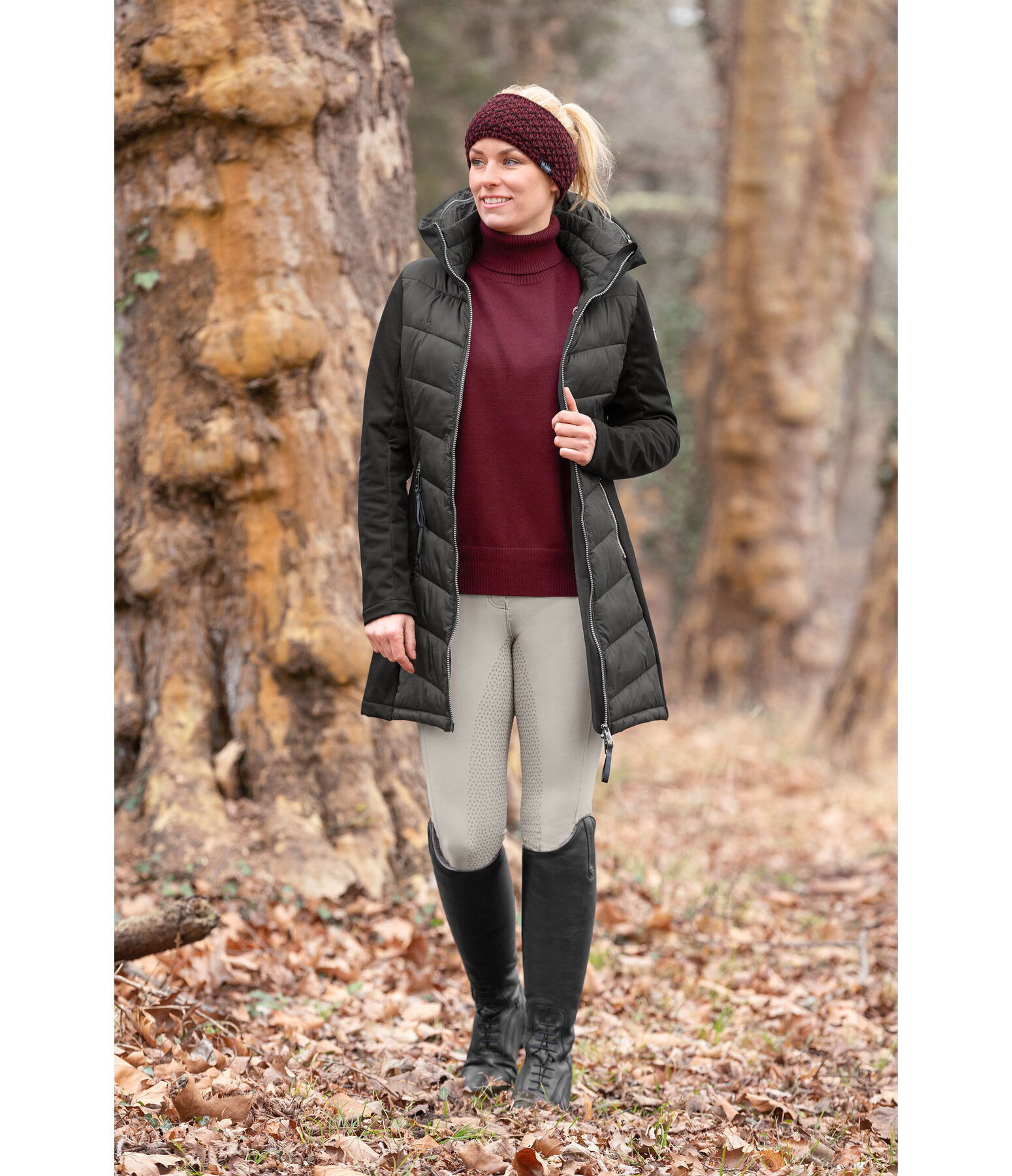 Cappotto da equitazione combinato softshell con cappuccio Charlotte