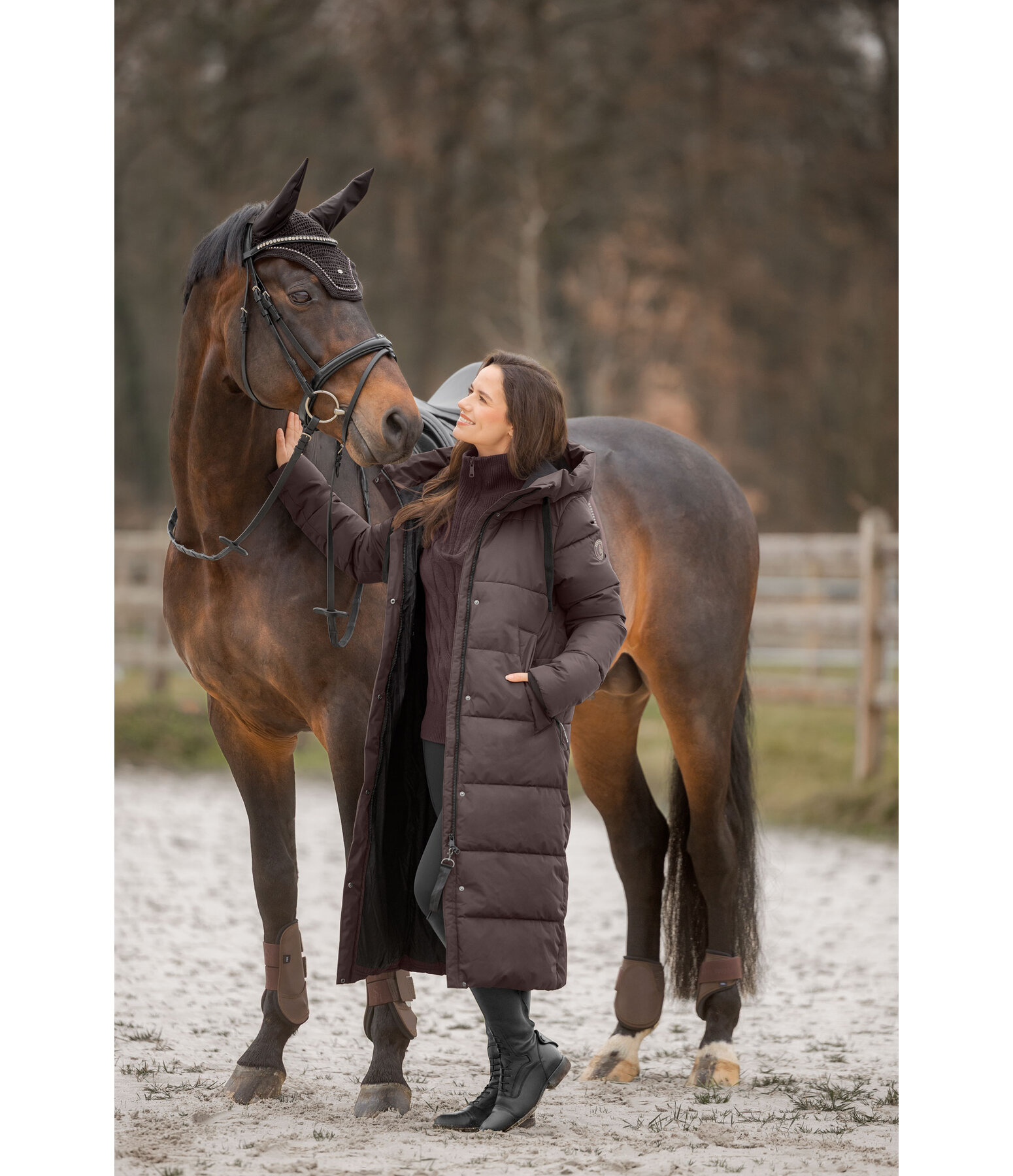 Cappotto da equitazione trapuntato con cappuccio Anne