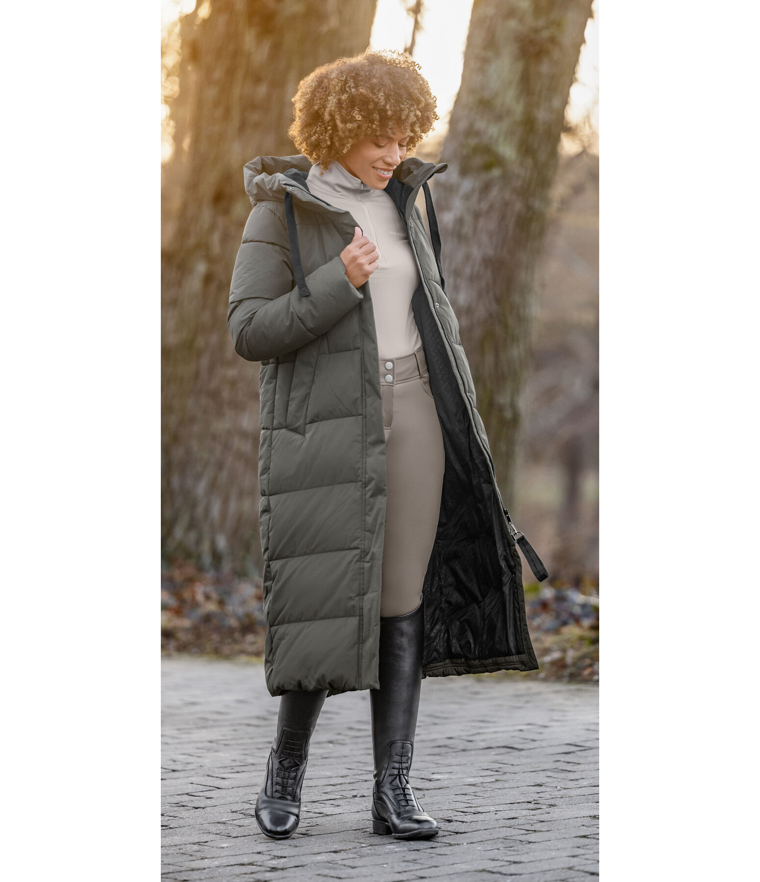 Cappotto da equitazione trapuntato con cappuccio Anne