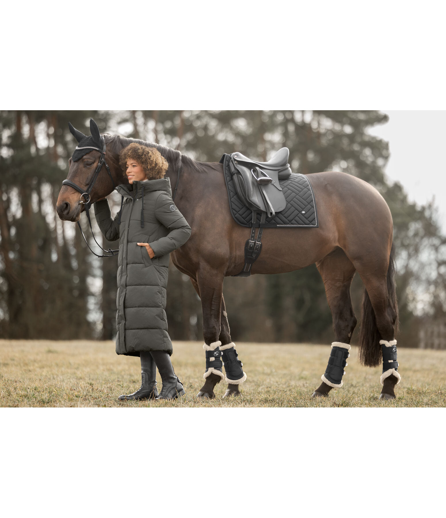 Cappotto da equitazione trapuntato con cappuccio Anne