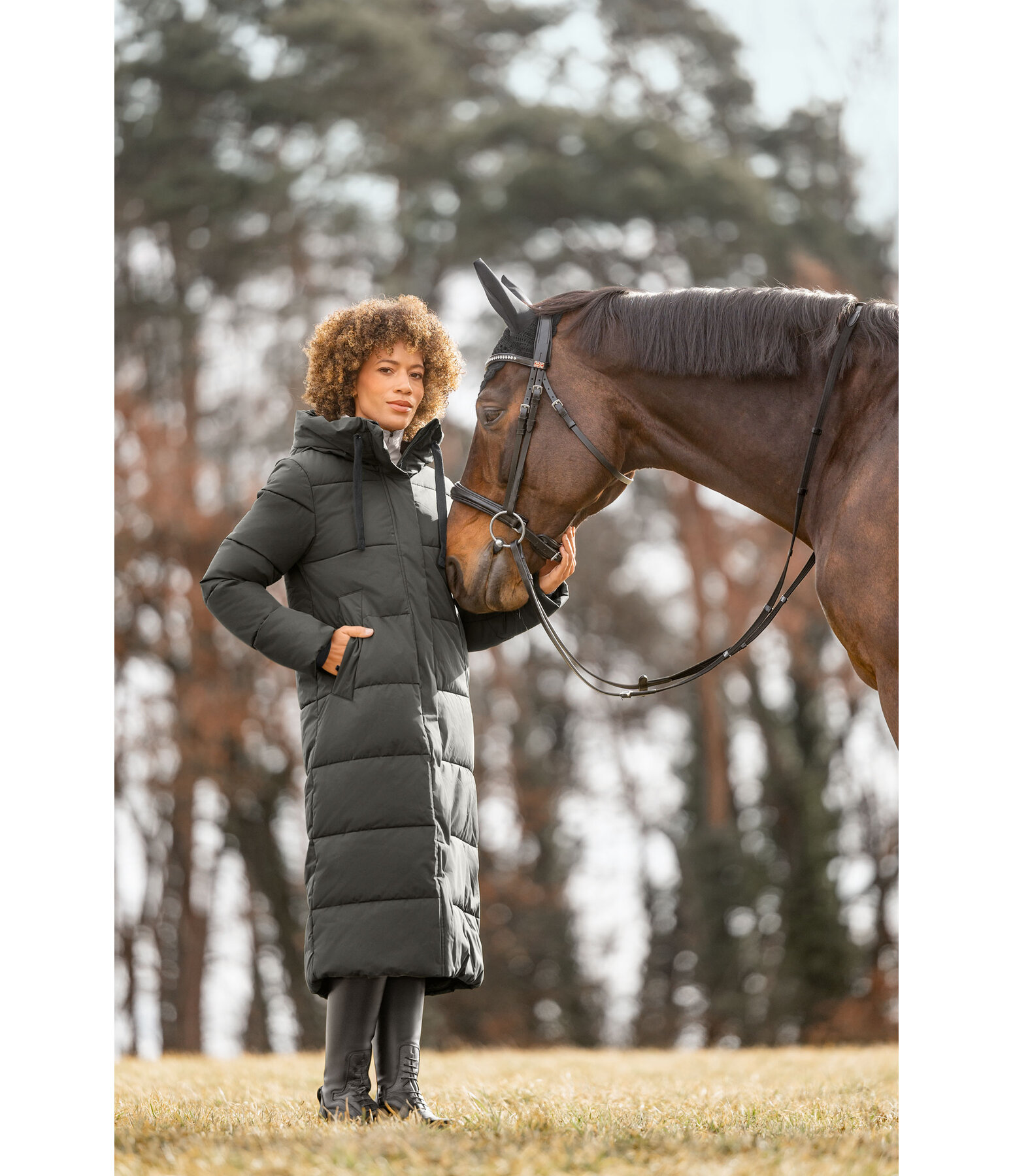 Cappotto da equitazione trapuntato con cappuccio Anne