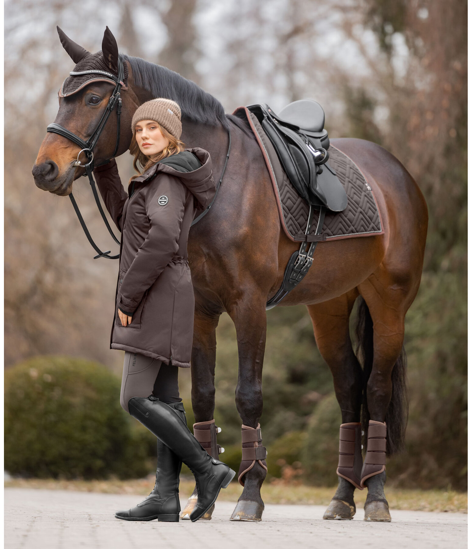 Parka da equitazione funzionale con cappuccio Anouk