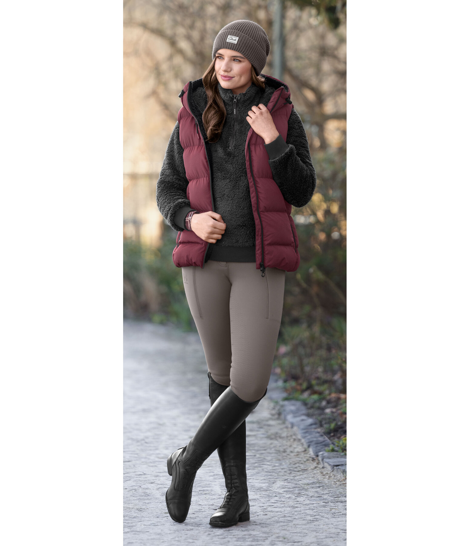 Gilet da equitazione trapuntato con cappuccio Mira III
