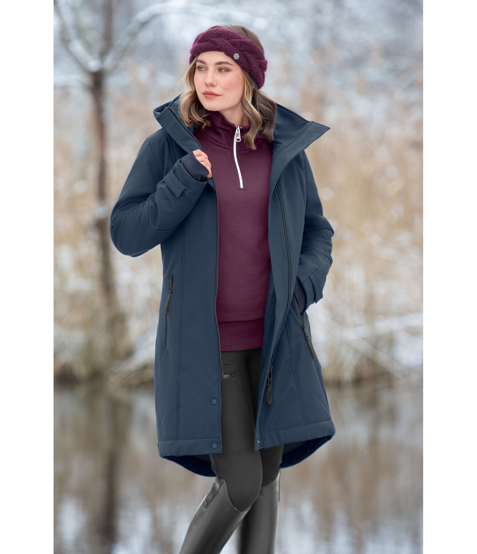 Cappotto da equitazione softshell con cappuccio Aurelie