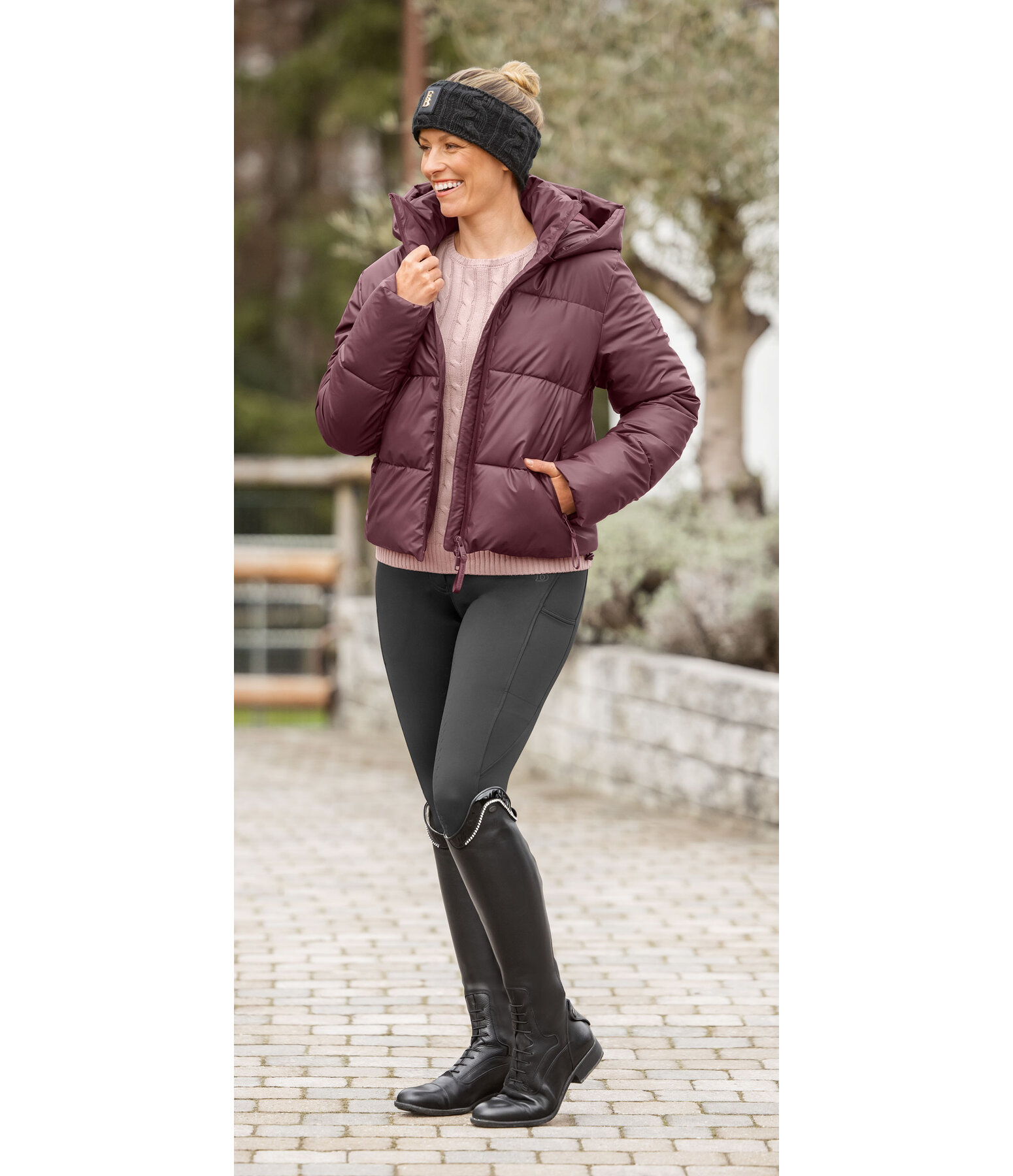 Giacca da equitazione trapuntata con cappuccio Corinne