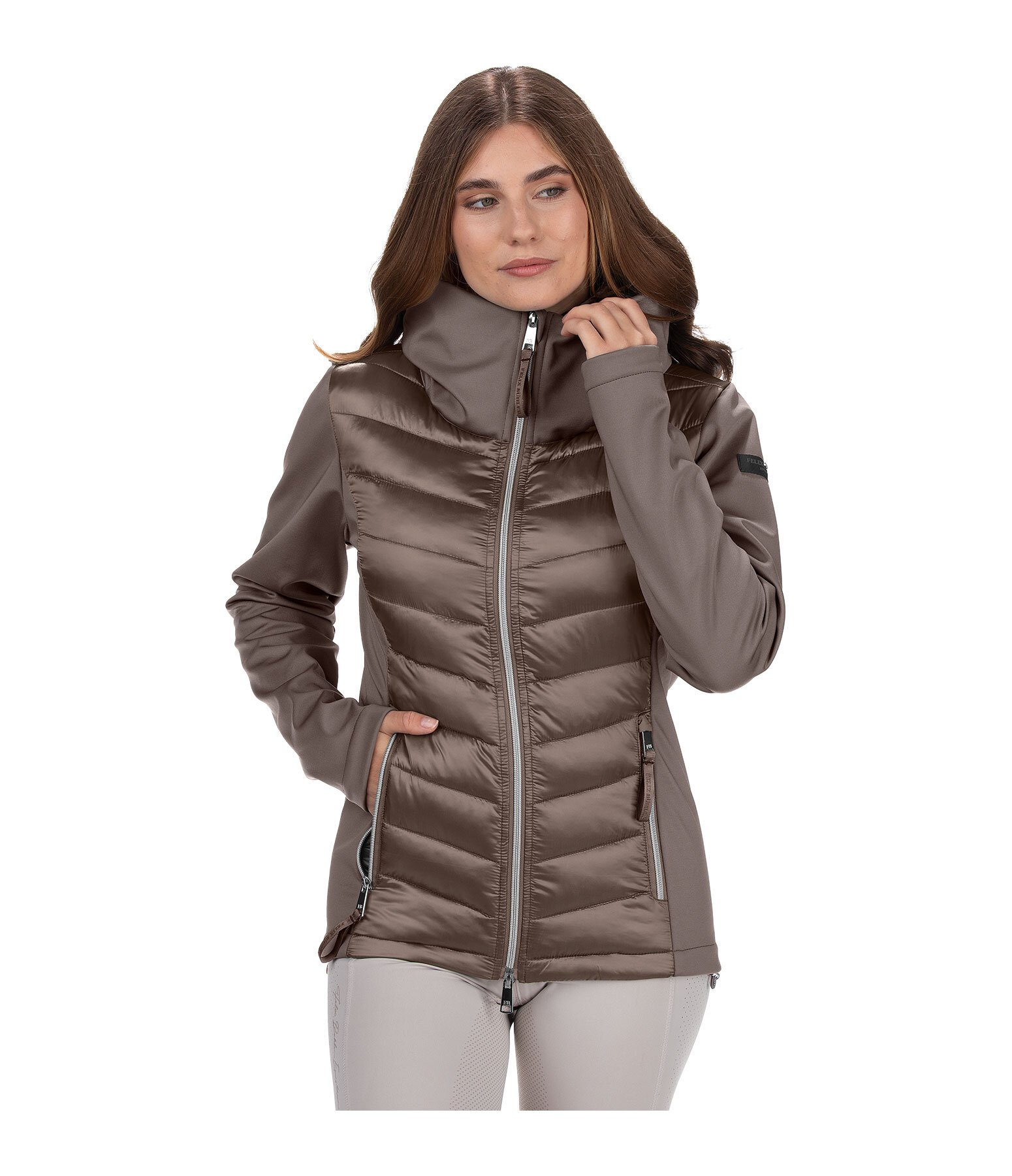 Giacca da equitazione combinata softshell con cappuccio Cora