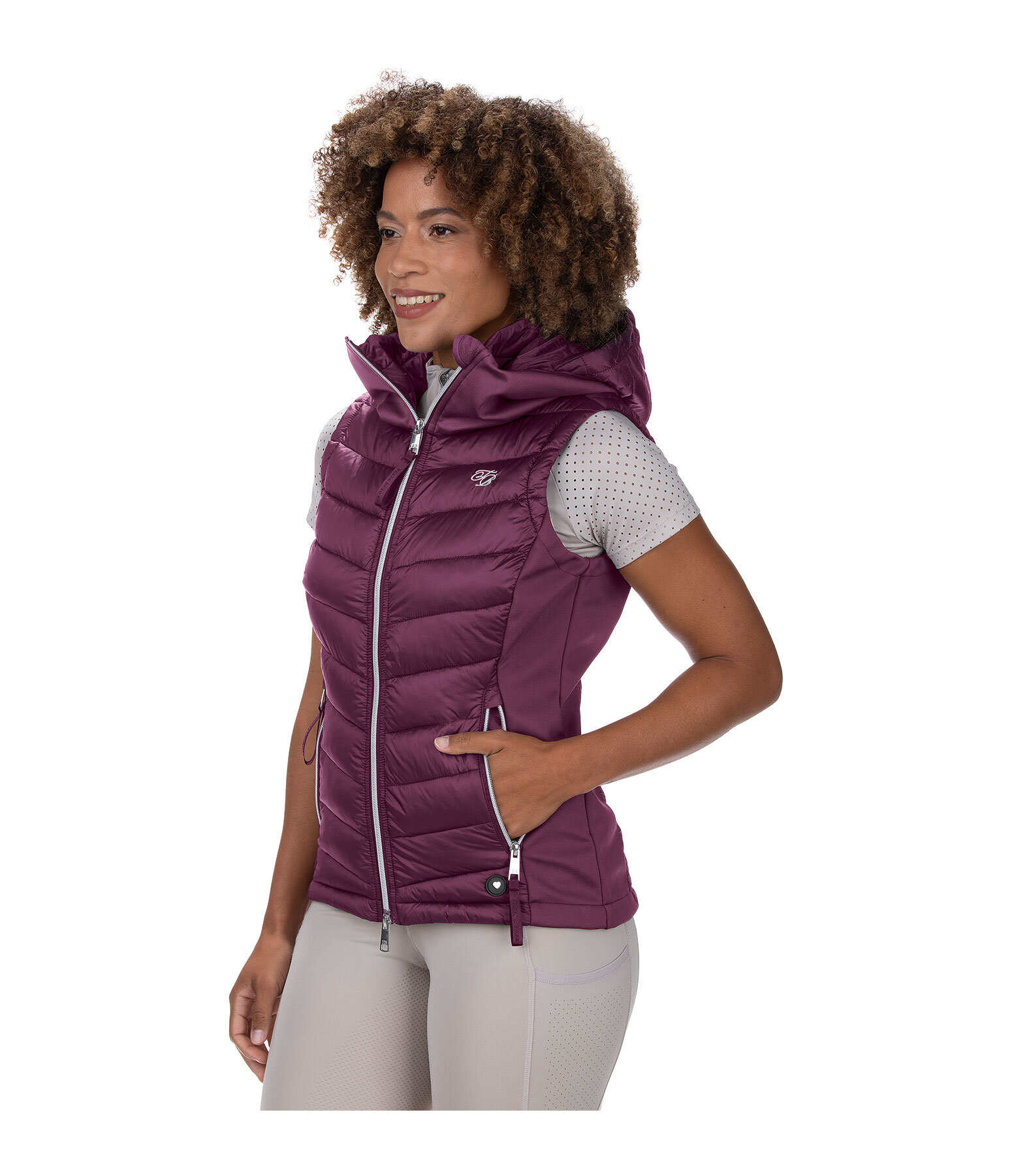 Gilet da equitazione combinato softshell con cappuccio Zoey
