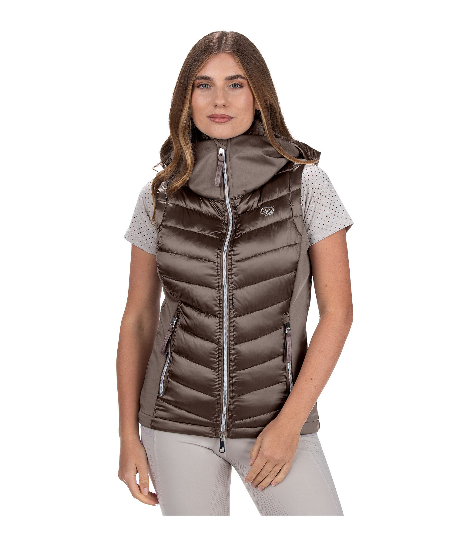 Gilet da equitazione combinato softshell con cappuccio Zoey