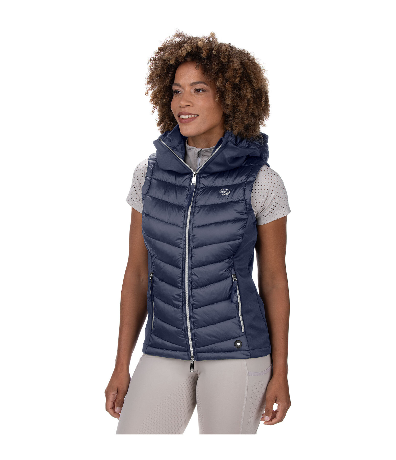 Gilet da equitazione combinato softshell con cappuccio Zoey