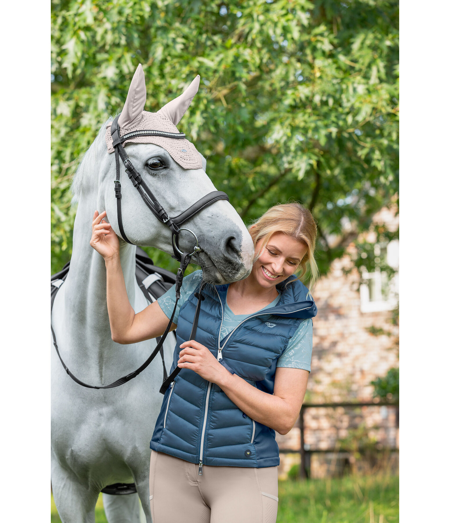 Gilet da equitazione combinato softshell con cappuccio Zoey