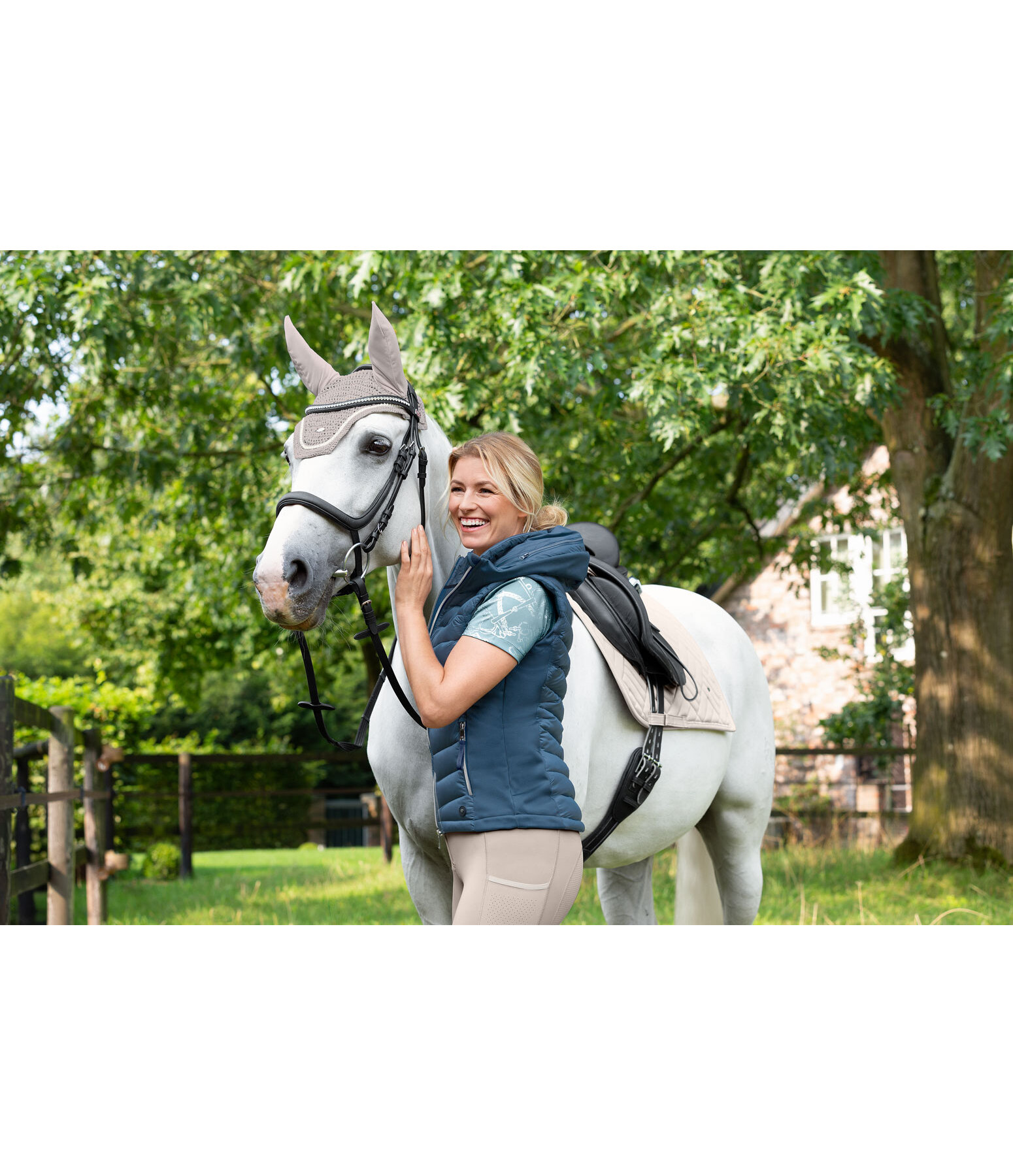 Gilet da equitazione combinato softshell con cappuccio Zoey