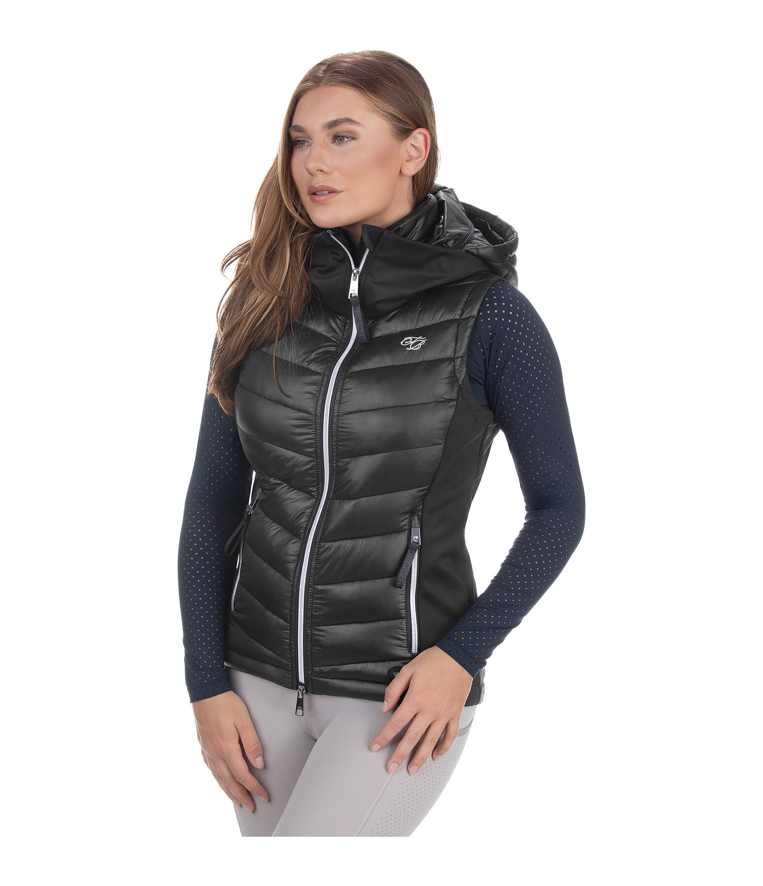 Gilet da equitazione combinato softshell con cappuccio Zoey