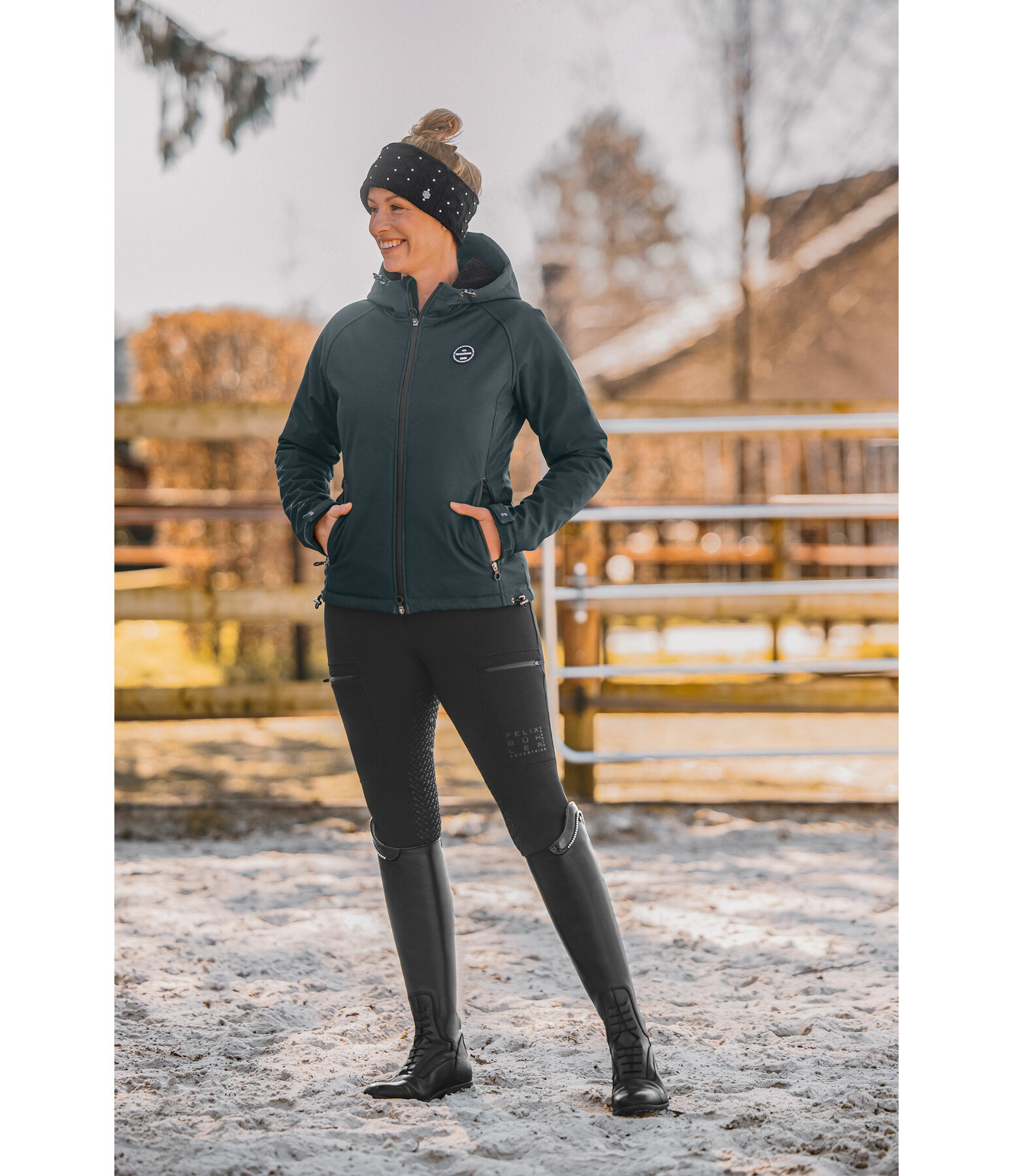 Giacca da equitazione softshell con cappuccio Lara II