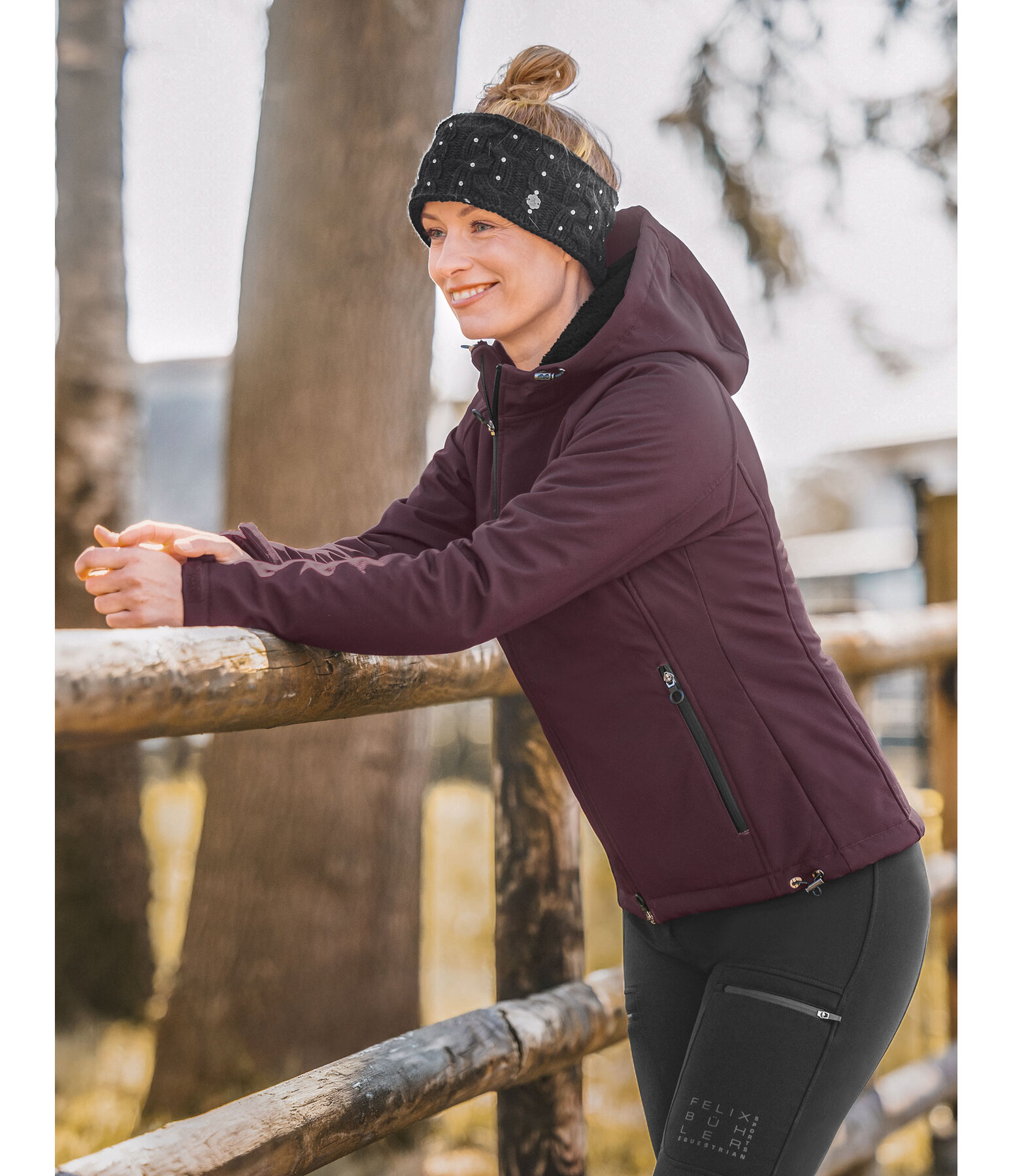 Giacca da equitazione softshell con cappuccio Lara II
