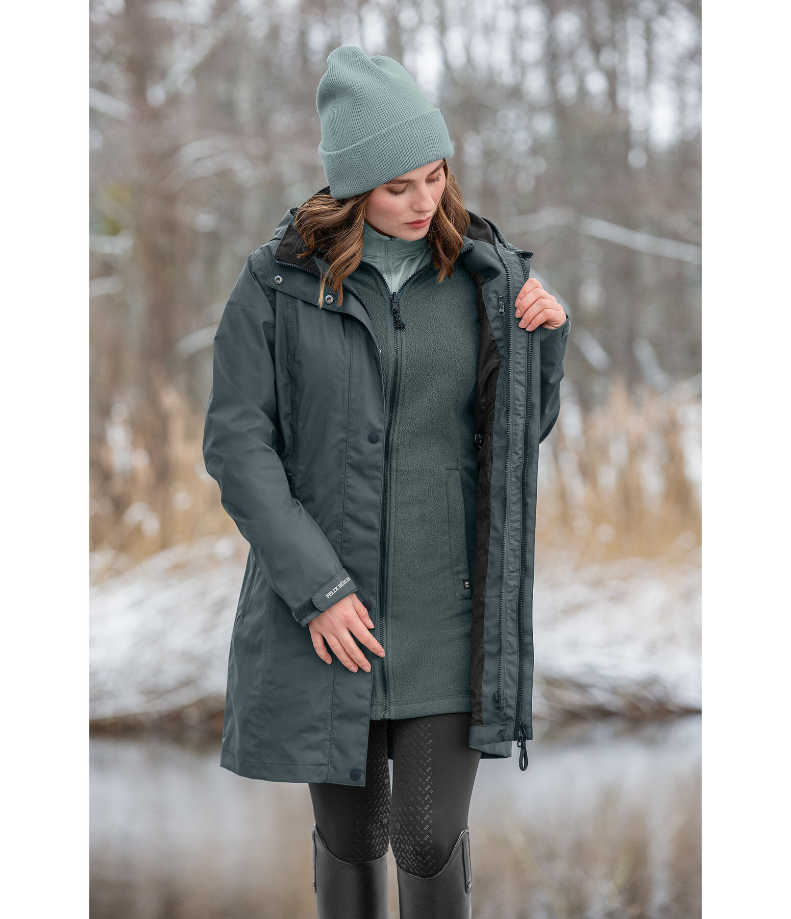 Cappotto da equitazione funzionale 3 in 1 con cappuccio Phoebe
