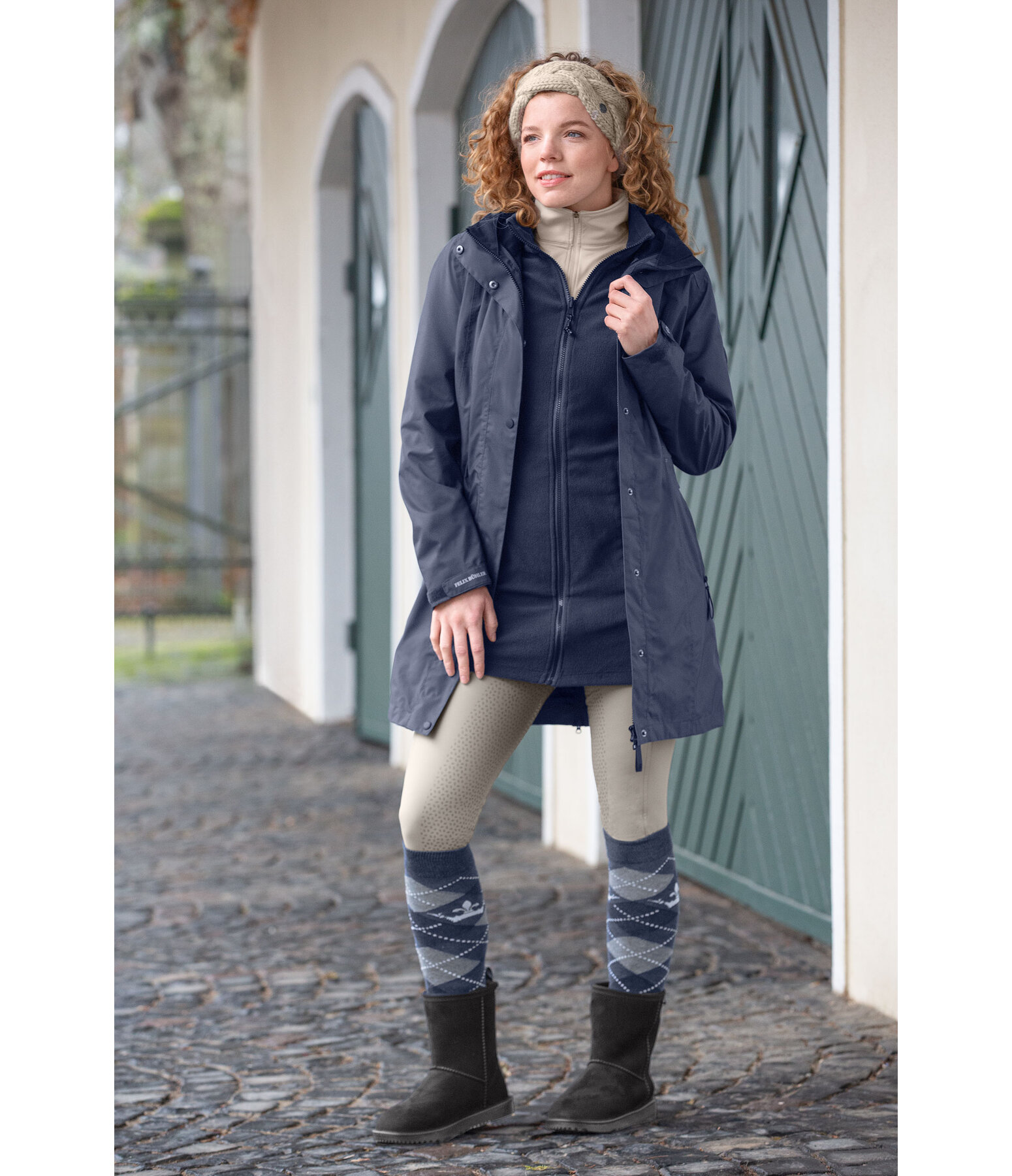 Cappotto da equitazione funzionale 3 in 1 con cappuccio Phoebe