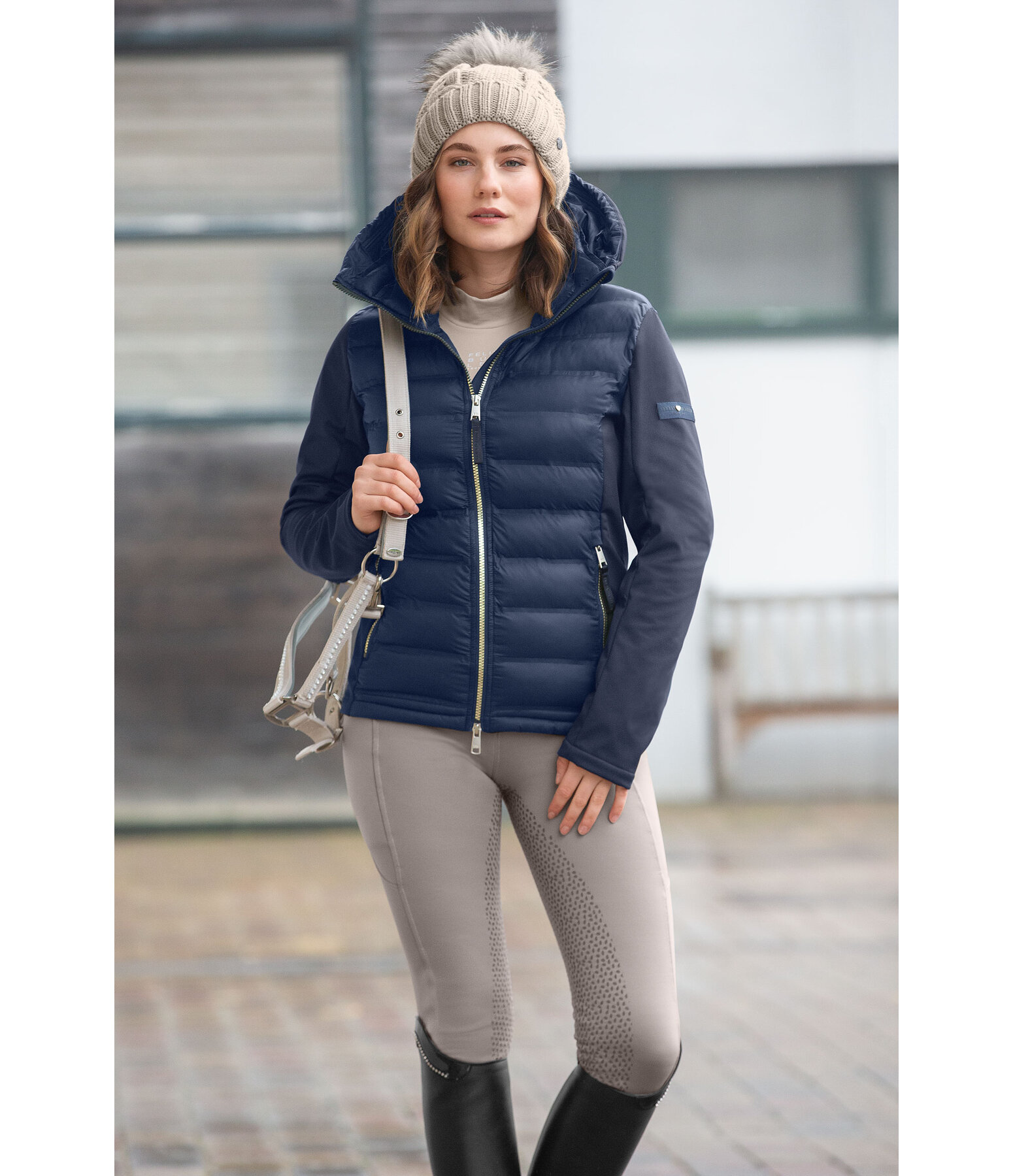 Giacca da equitazione combinata softshell con cappuccio Celina