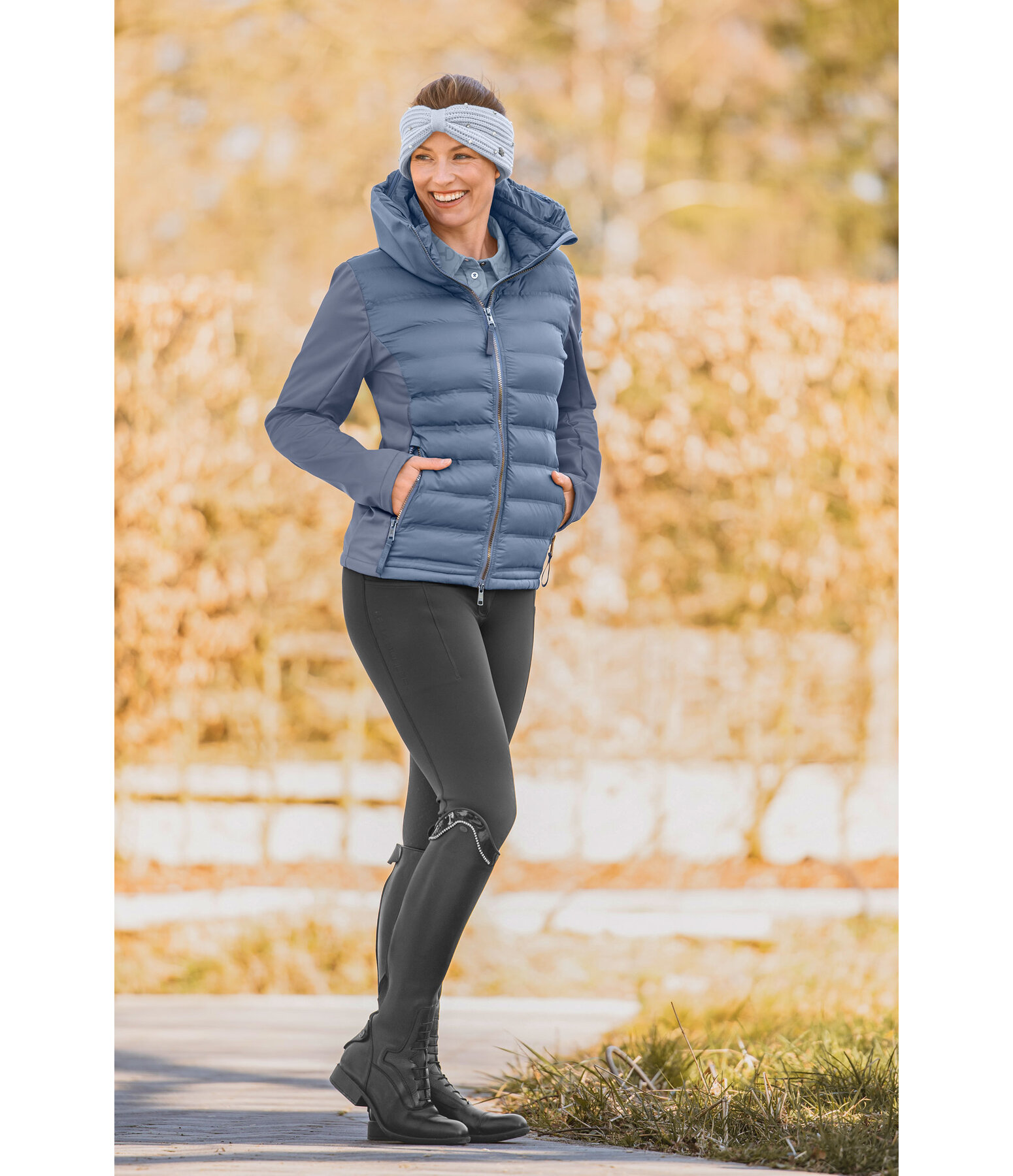 Giacca da equitazione combinata softshell con cappuccio Celina