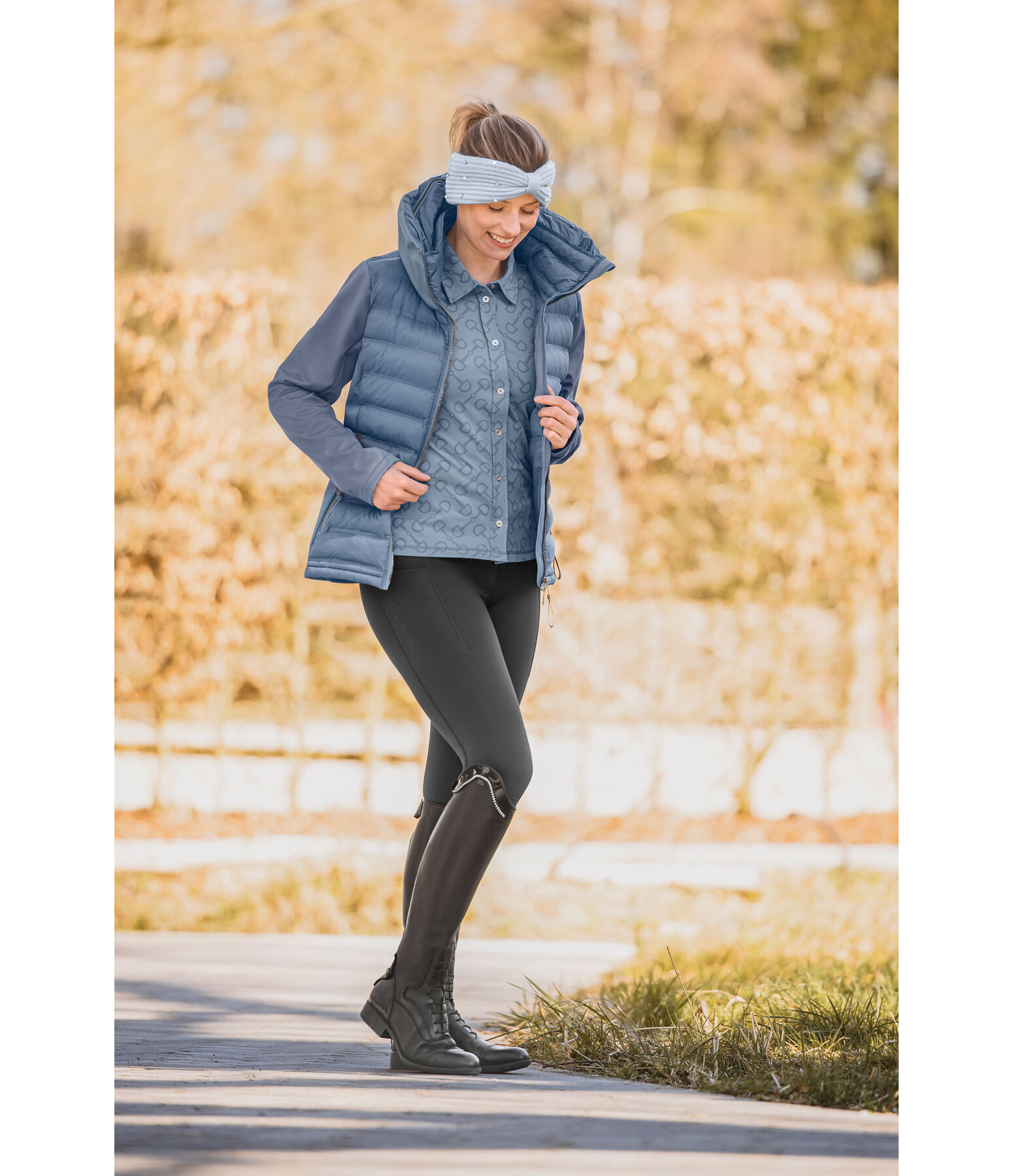 Giacca da equitazione combinata softshell con cappuccio Celina