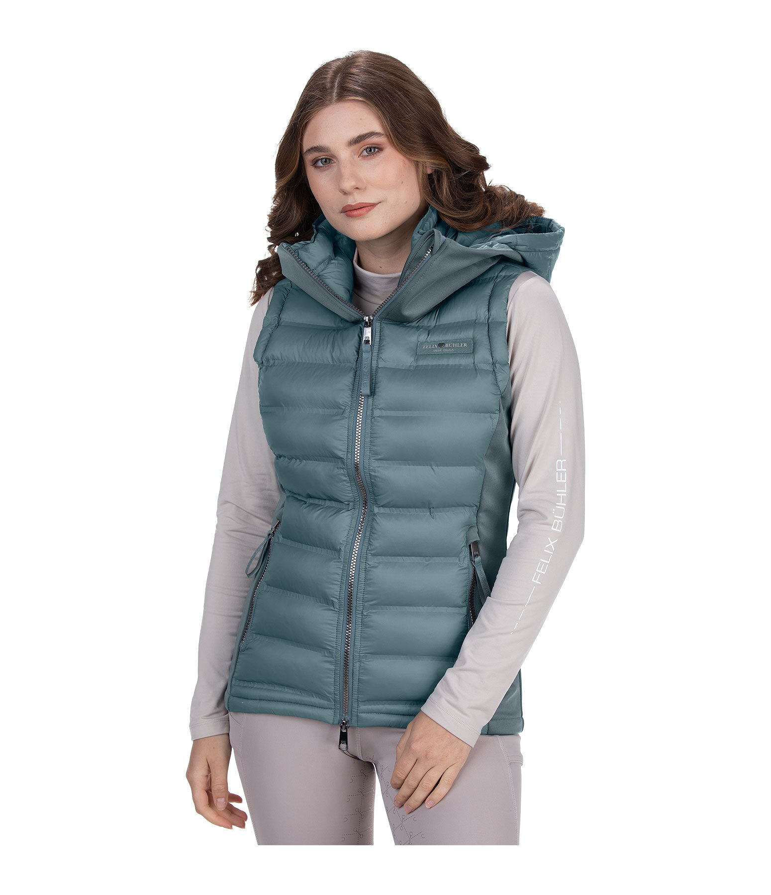 Gilet da equitazione combinato softshell con cappuccio Jessy