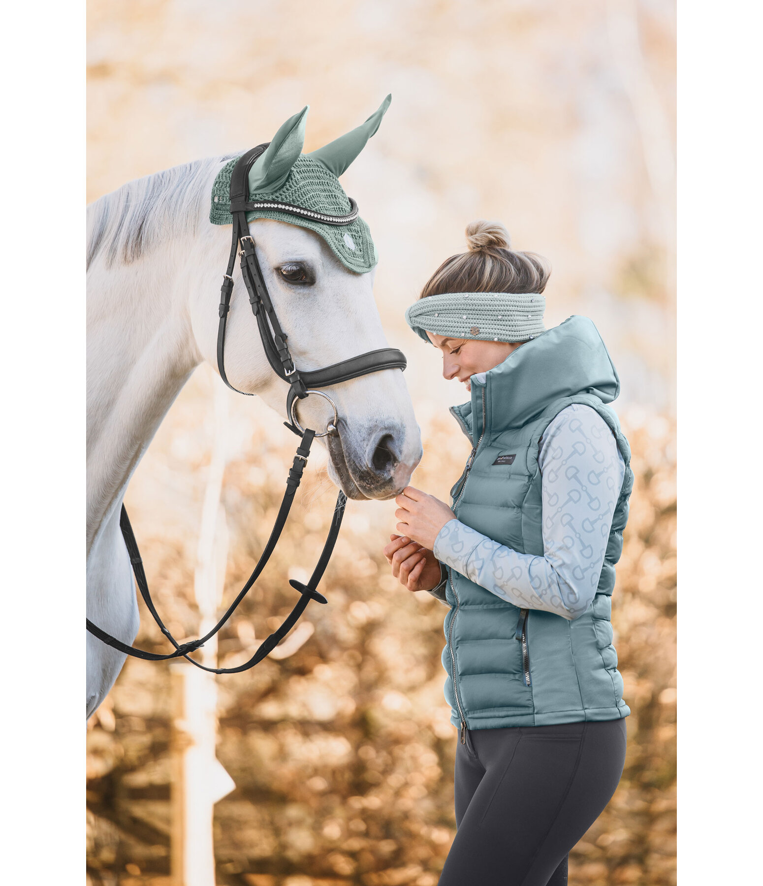 Gilet da equitazione combinato softshell con cappuccio Jessy