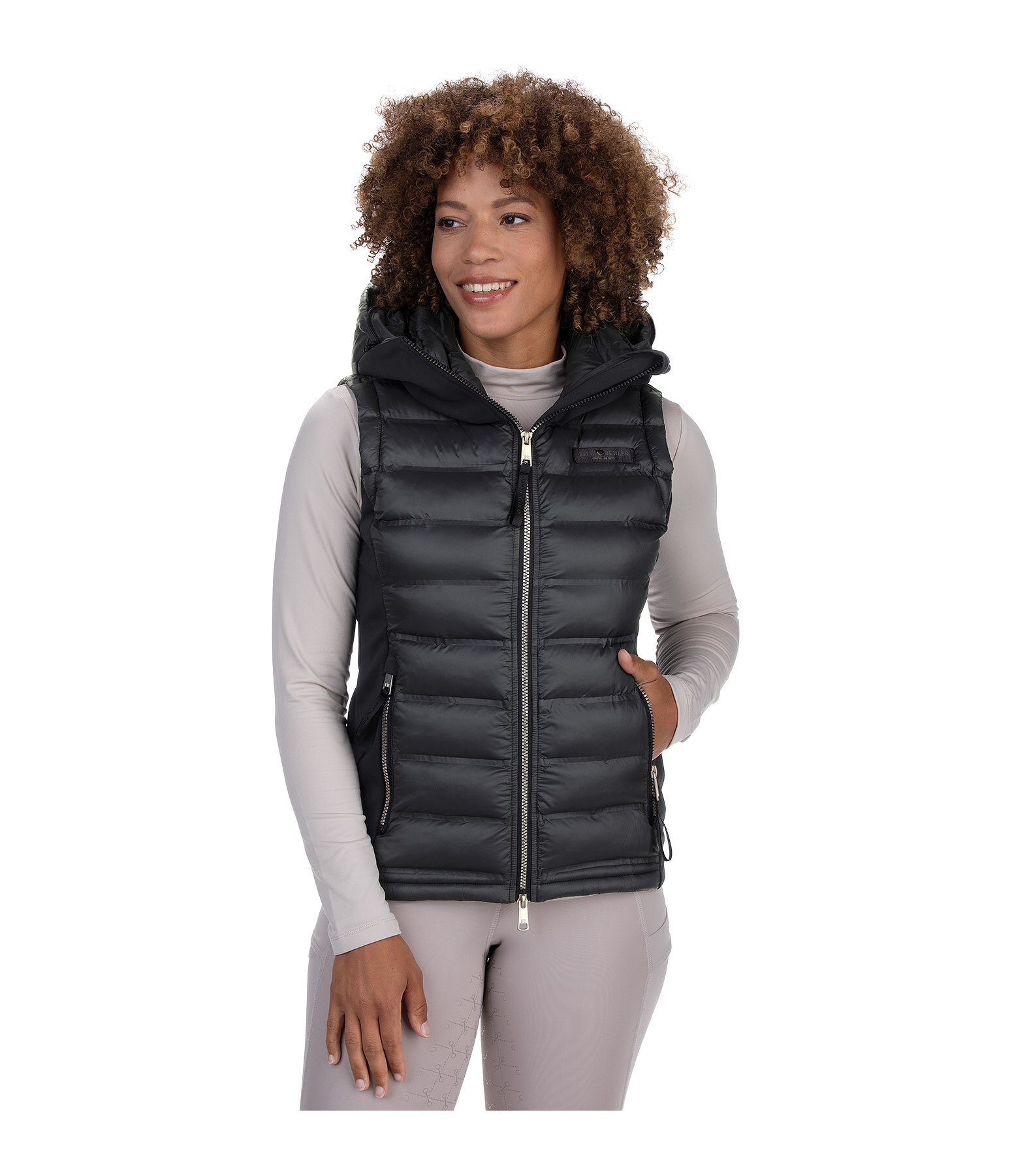 Gilet da equitazione combinato softshell con cappuccio Jessy
