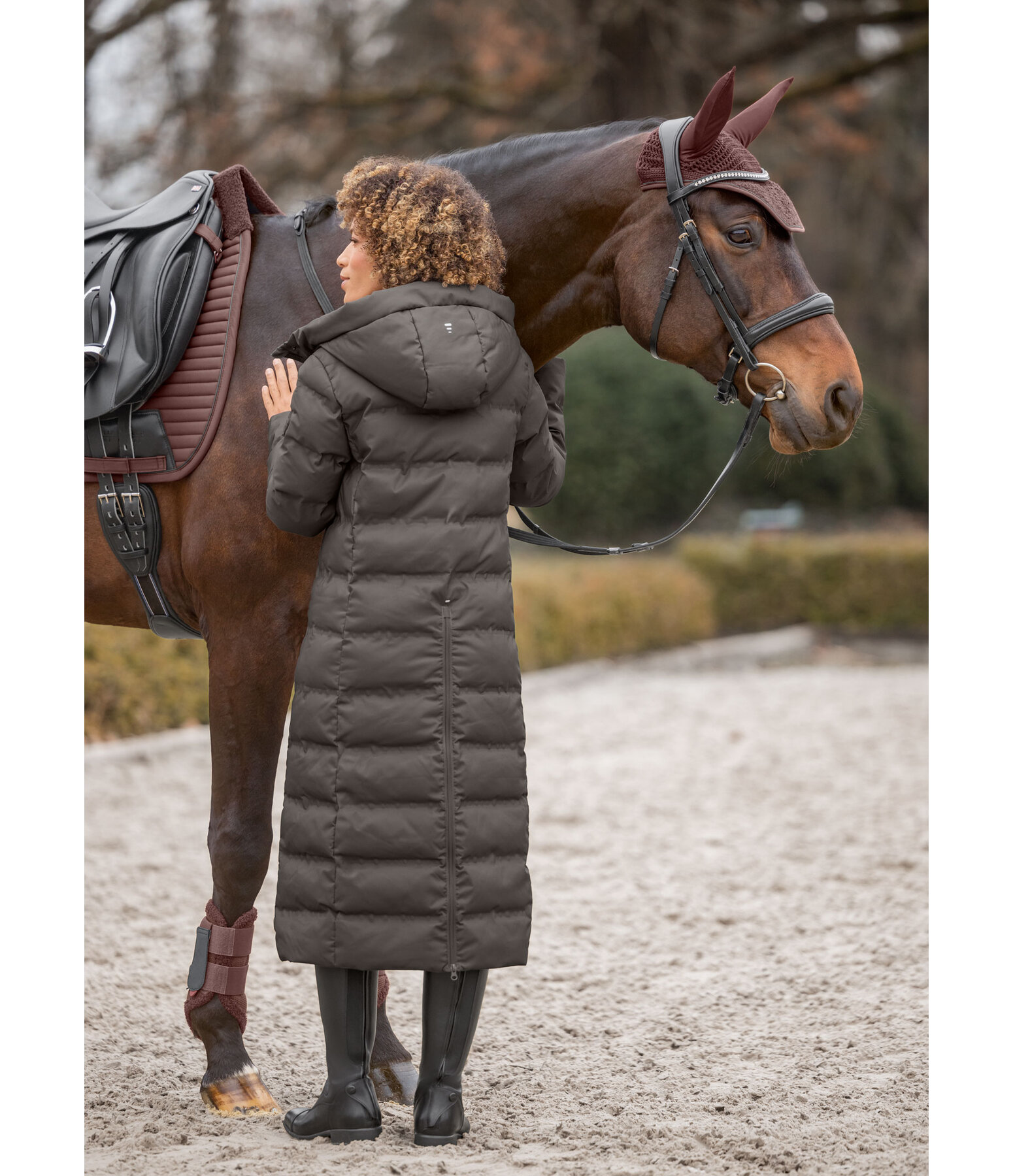 Cappotto da equitazione trapuntato con cappuccio Zoe