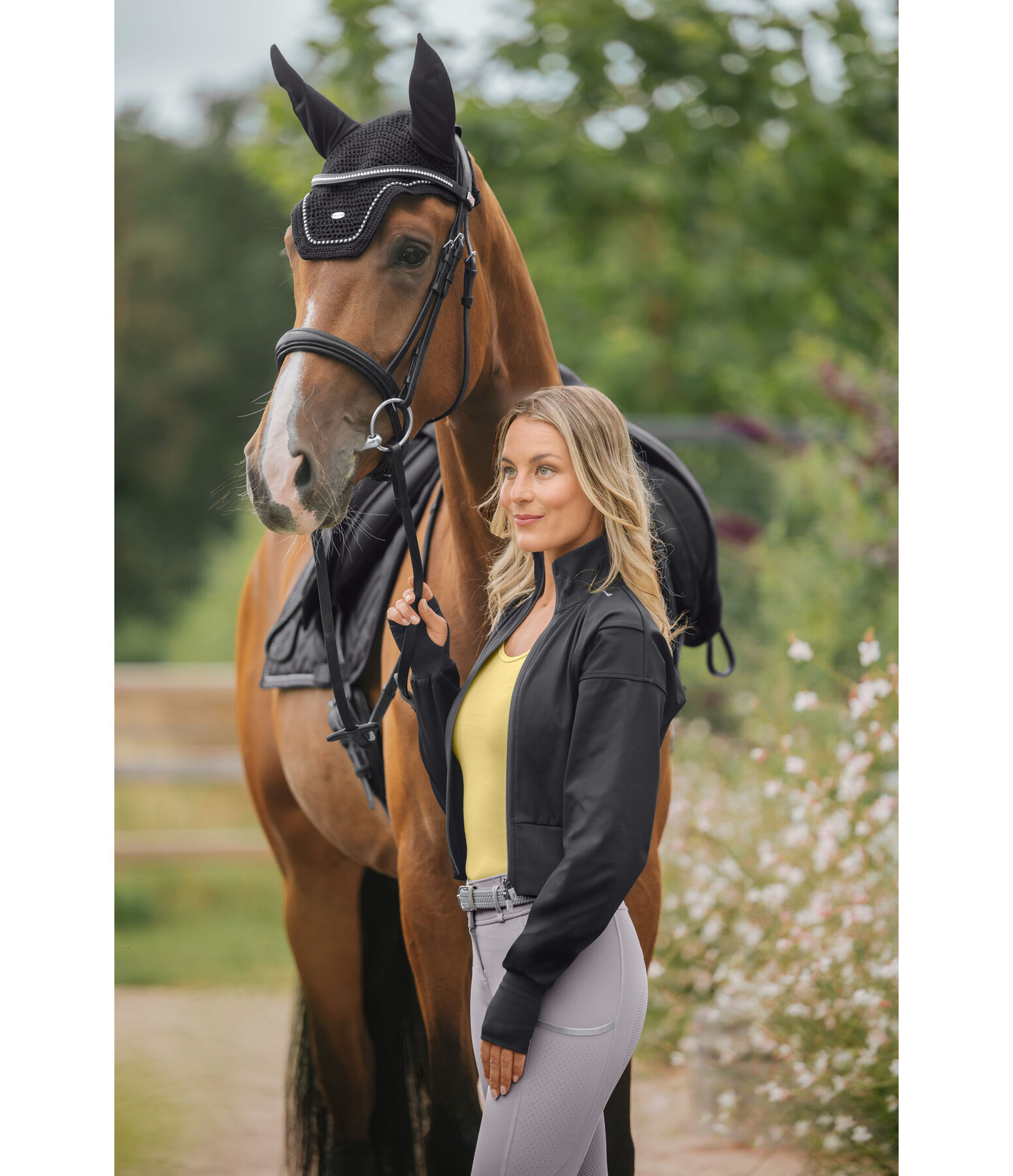 Felpa cropped con zip Leana