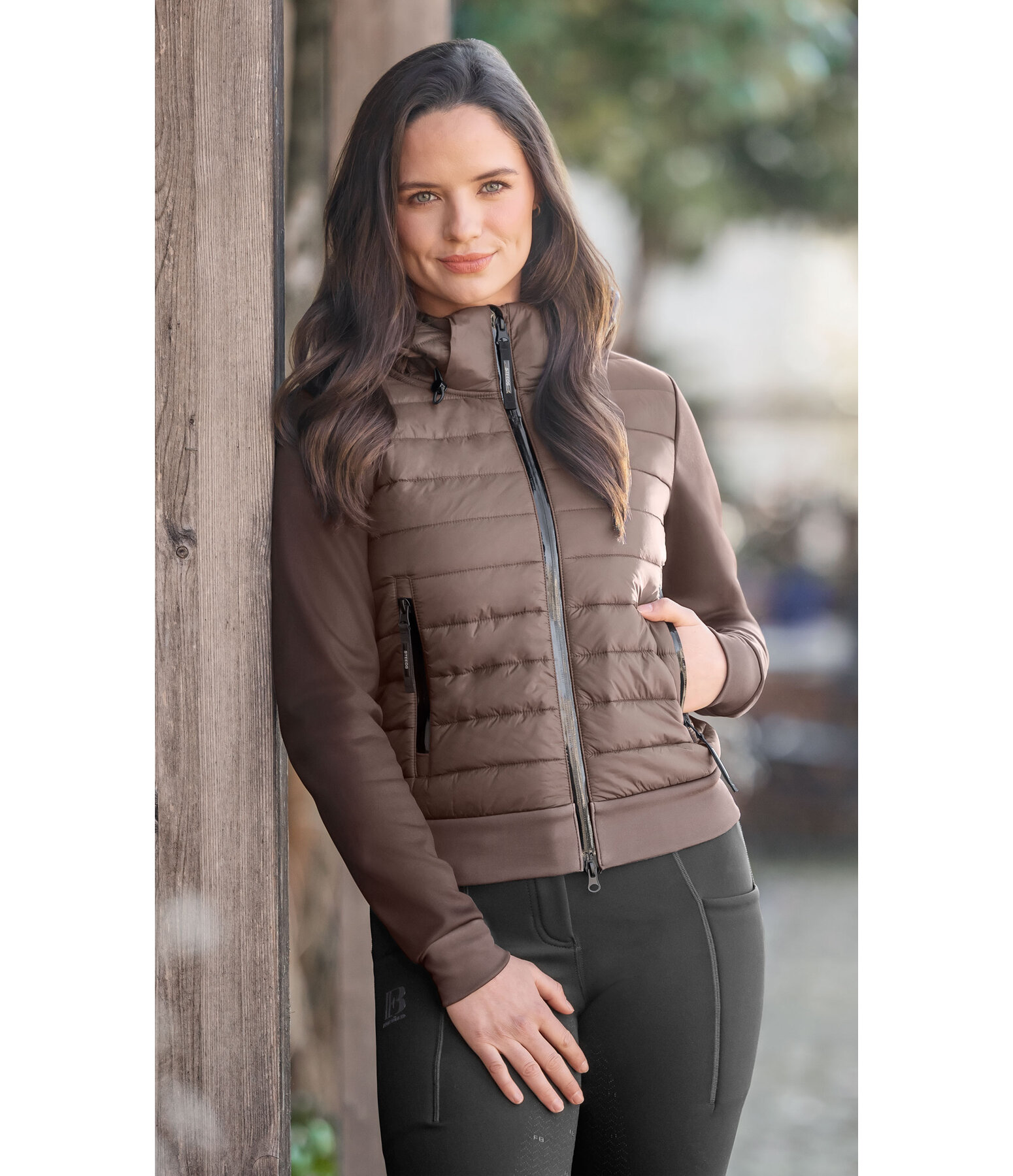 Giacca da equitazione combinata softshell con cappuccio Sabine