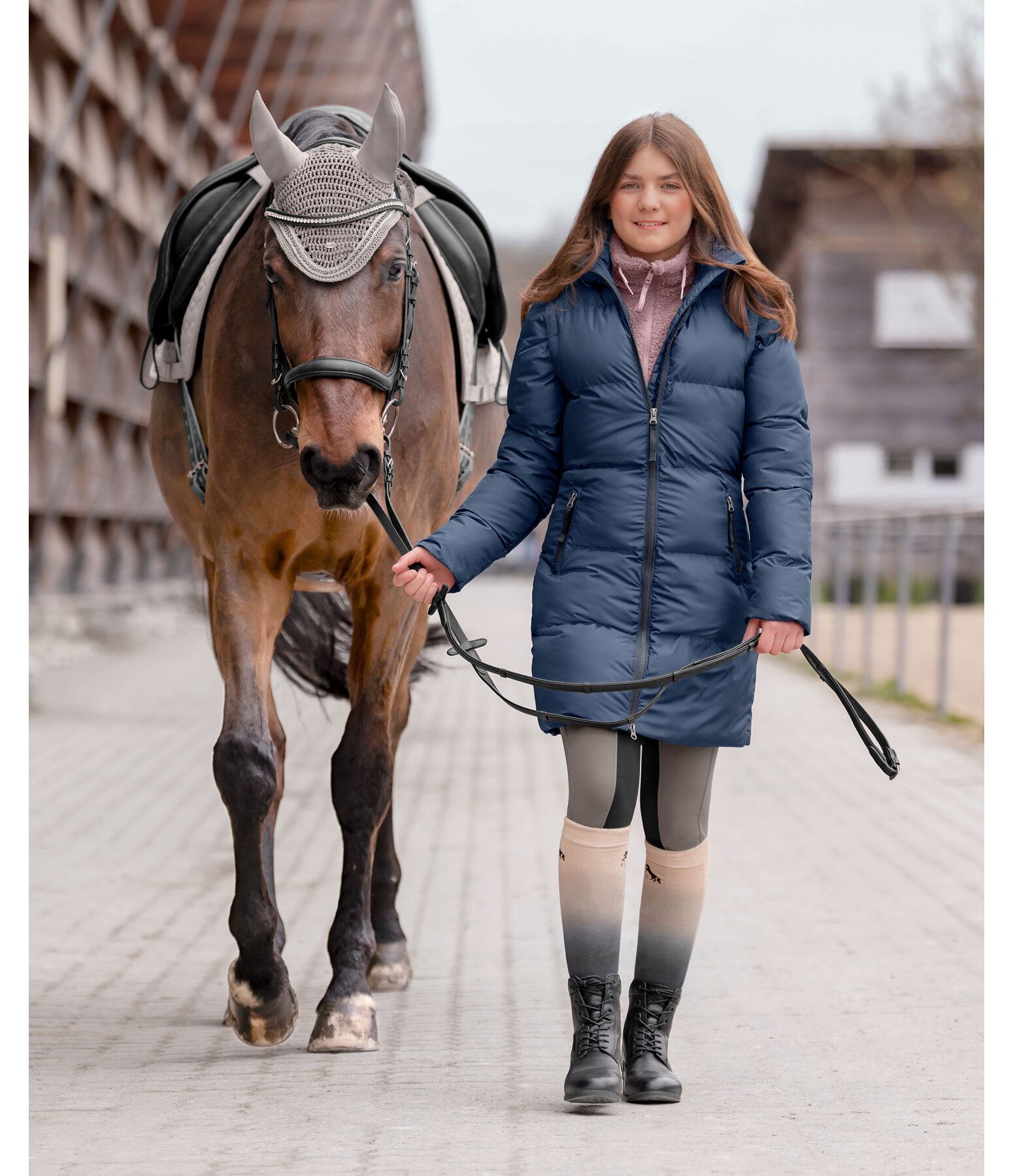 Cappotto da equitazione trapuntato 2 in 1 per bambini Cornelia