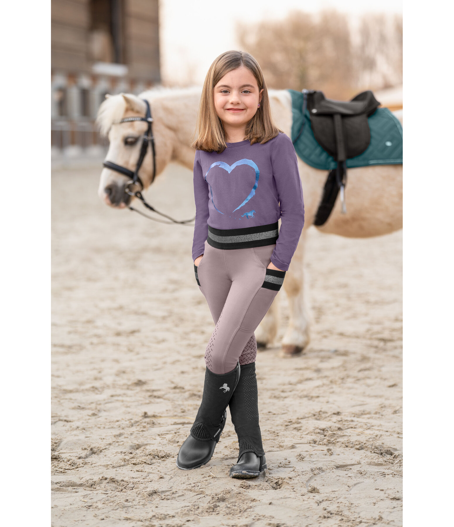 Leggings da equitazione full grip per bambini Aurelie