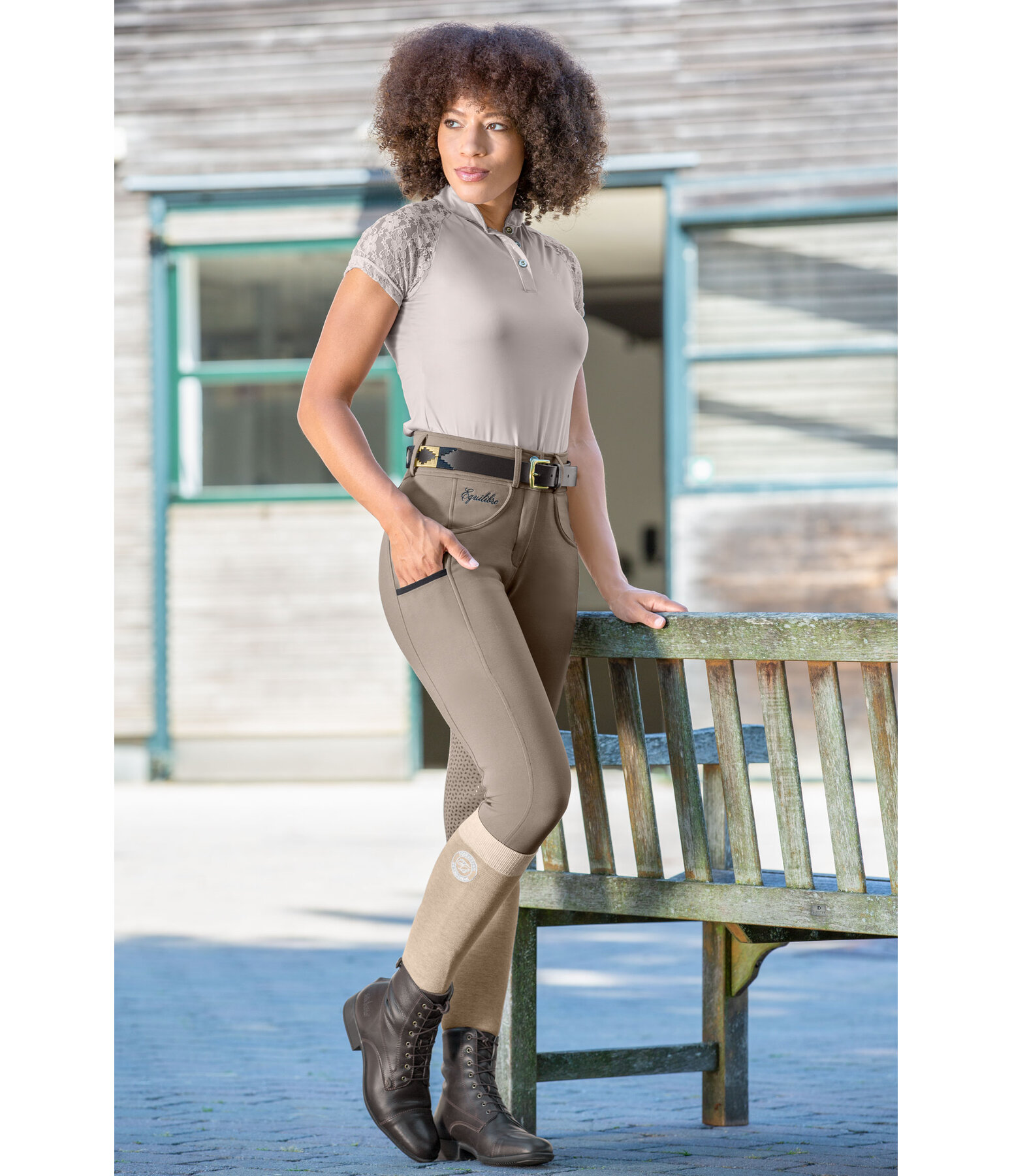 Pantaloni da equitazione a vita alta full grip Juliane