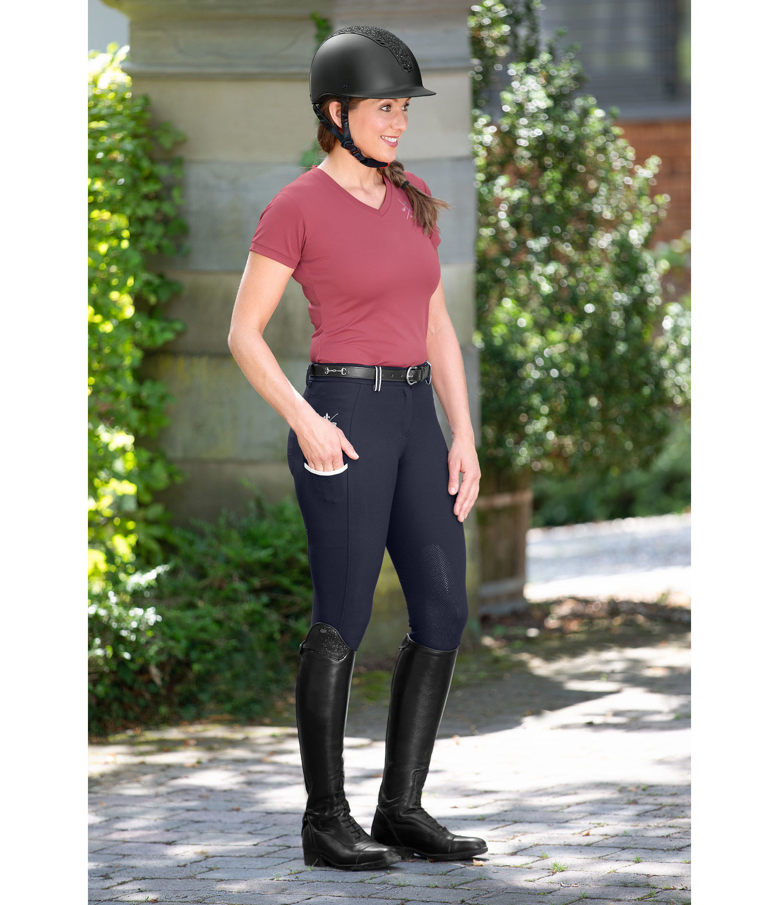 Pantaloni da equitazione con grip al ginocchio Mona