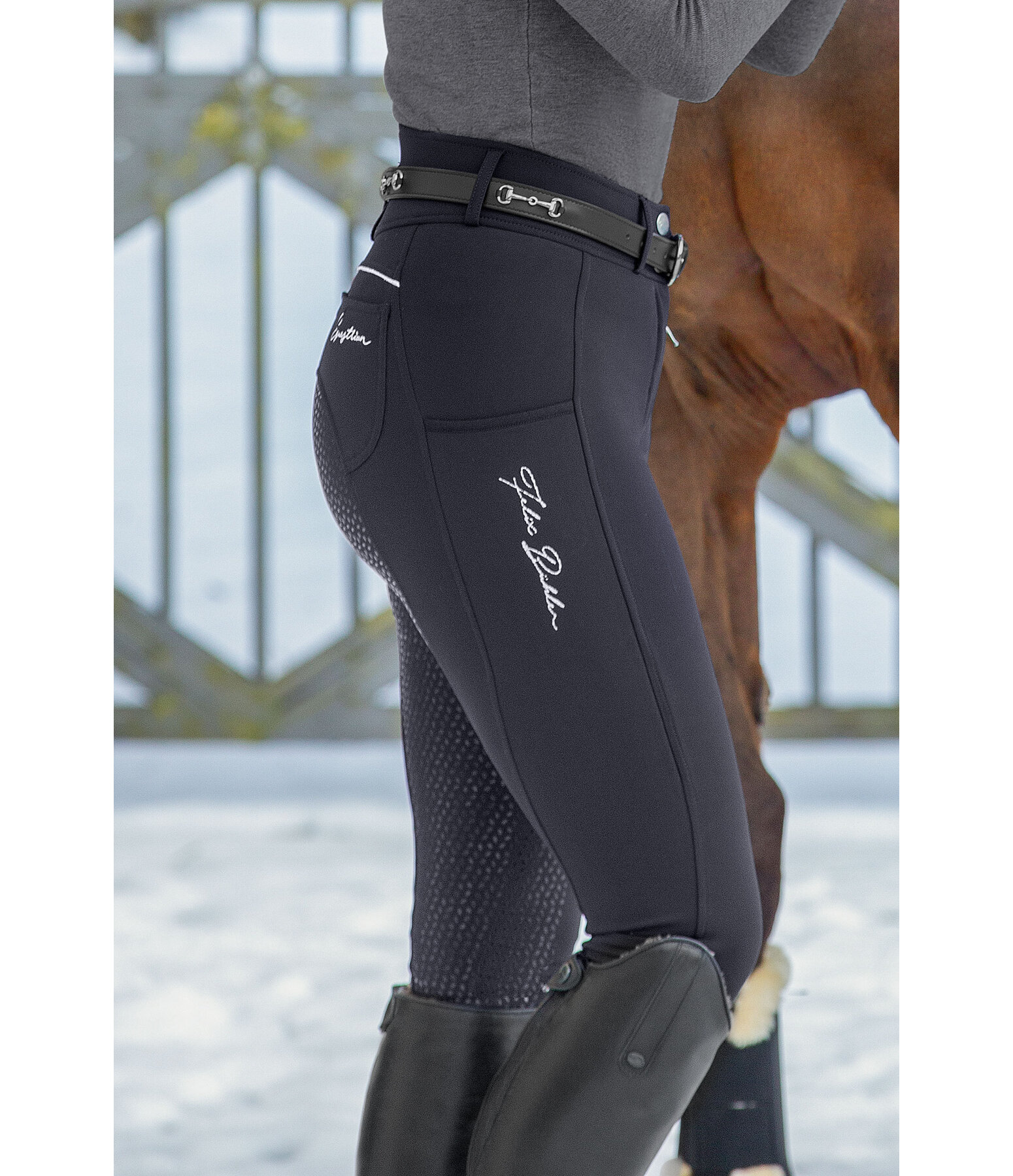 Pantaloni da equitazione termici pro a vita alta full grip Elodie